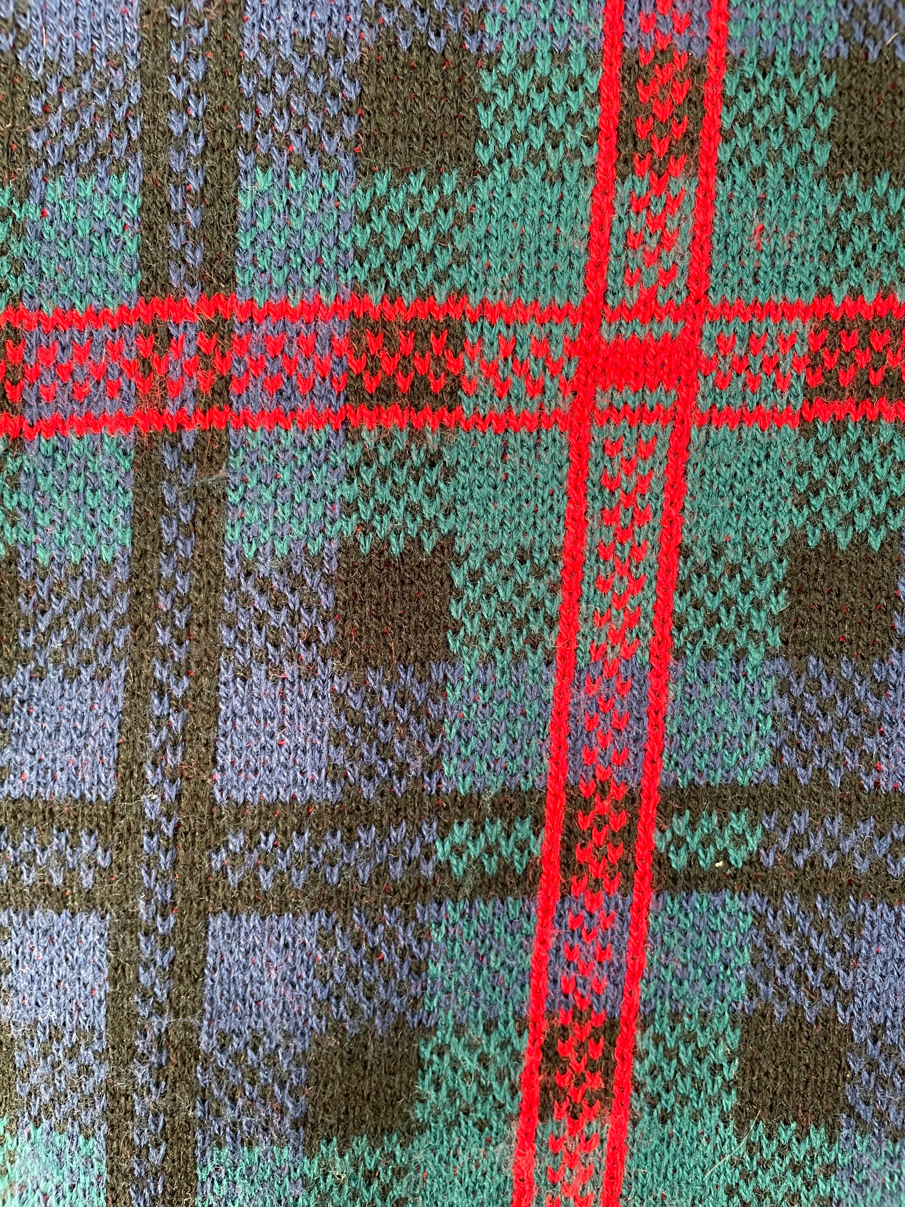 80s/90s Plaid Holiday Cardigan With Gold Buttons By Crystal - Image 4