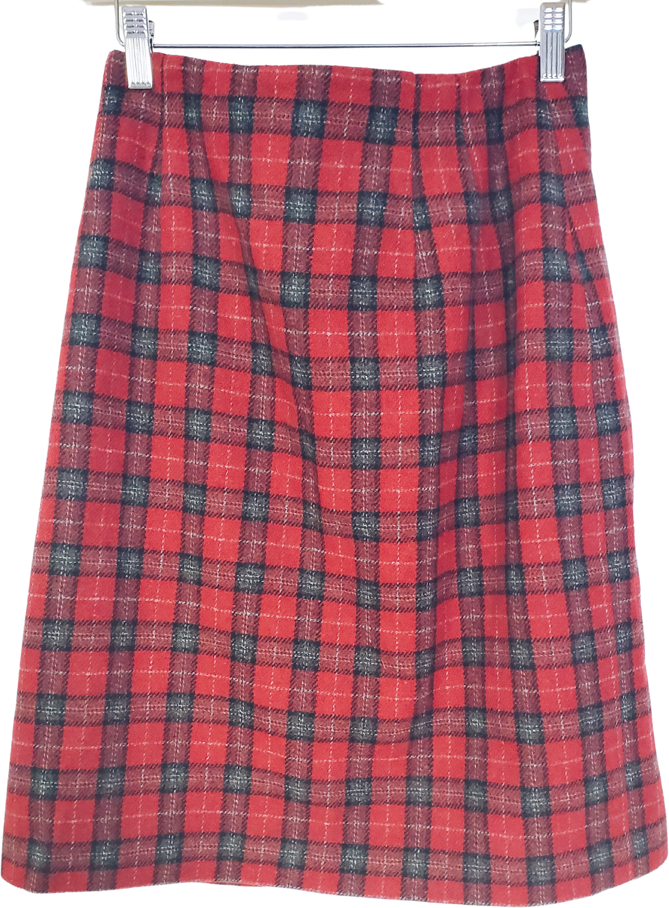 80s/90s Plaid Wool Skirt By Savannah