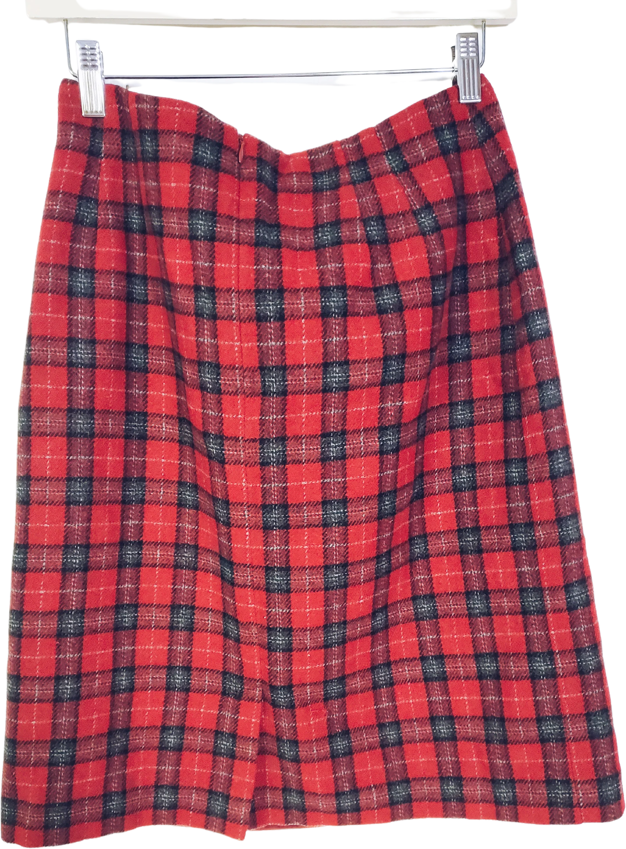 80s/90s Plaid Wool Skirt By Savannah - Image 2