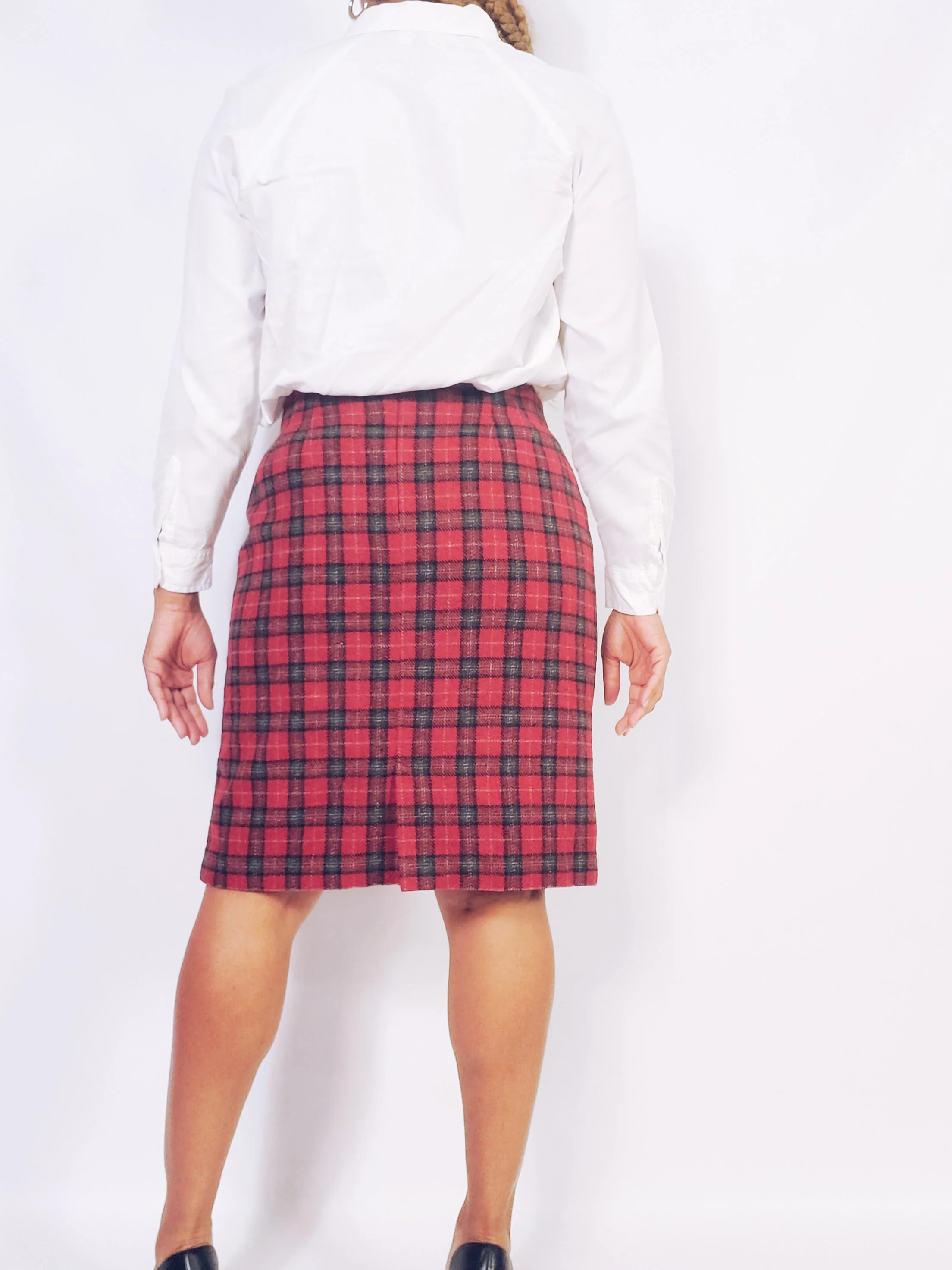 80s/90s Plaid Wool Skirt By Savannah - Image 5