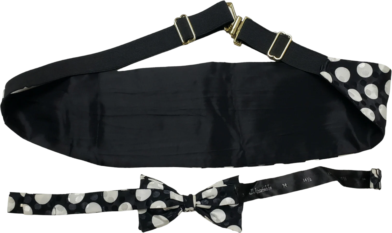 80s/90s Polka Dotted Cummerbund And Pre-tied Bow Tie - Image 2