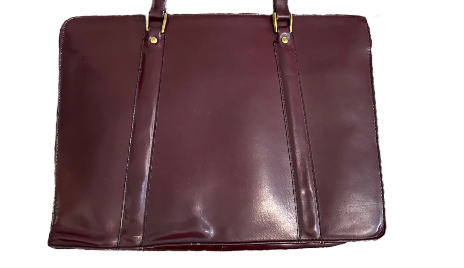 80s/90s Portfolio Bag Burgundy Leather Briefcase Romania - Image 11
