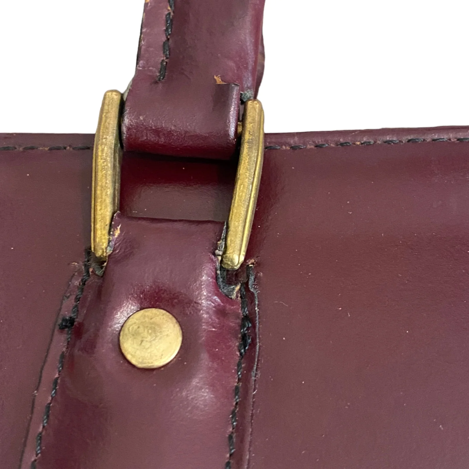 80s/90s Portfolio Bag Burgundy Leather Briefcase Romania - Image 8