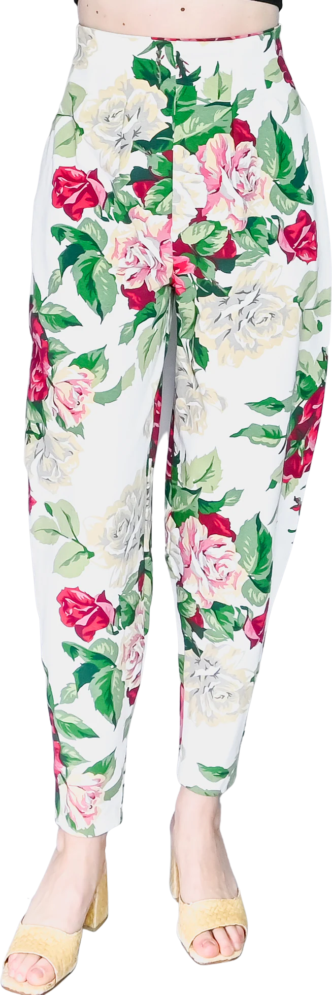 80s/90s Punk Label High Waist Floral Pants M By Betsey Johnson