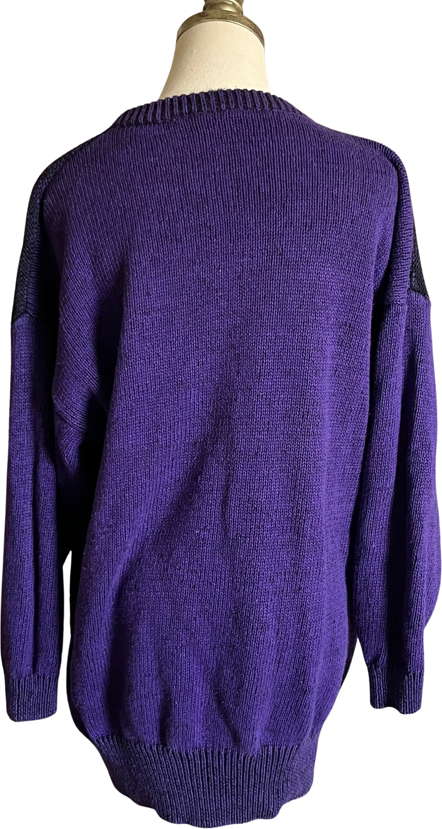 80s/90s Purple Black Knit Sweater By Moods - Image 2