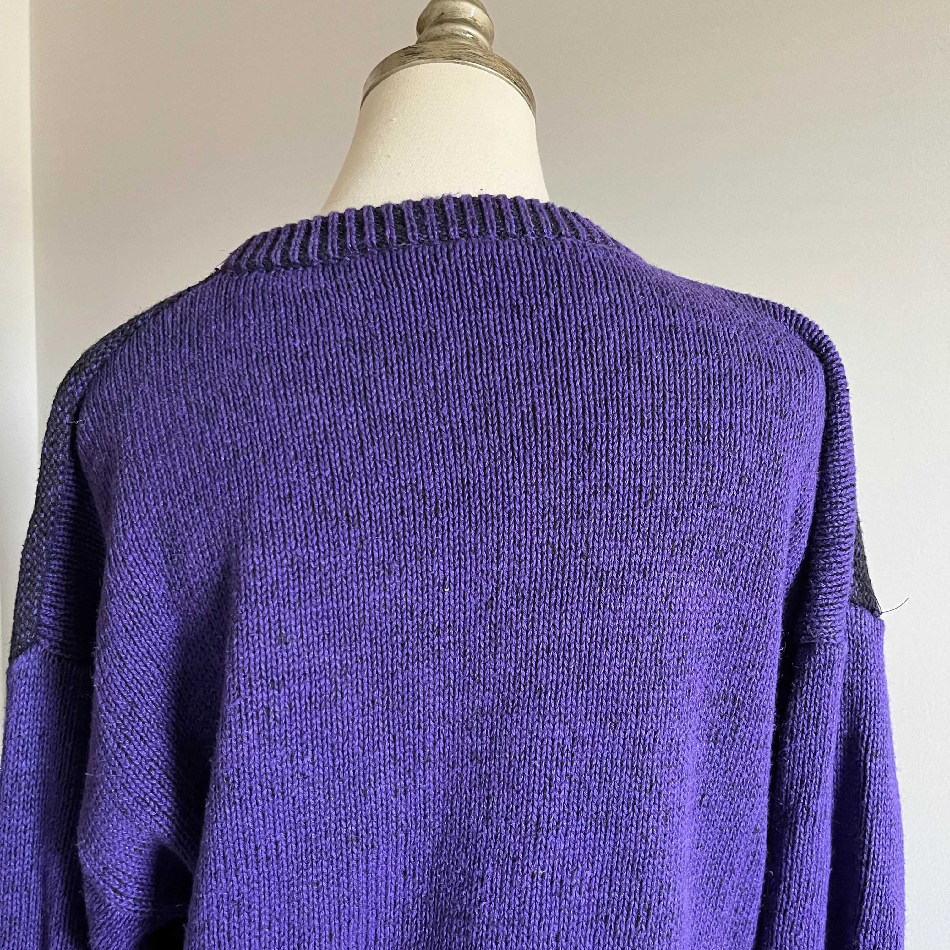 80s/90s Purple Black Knit Sweater By Moods - Image 6