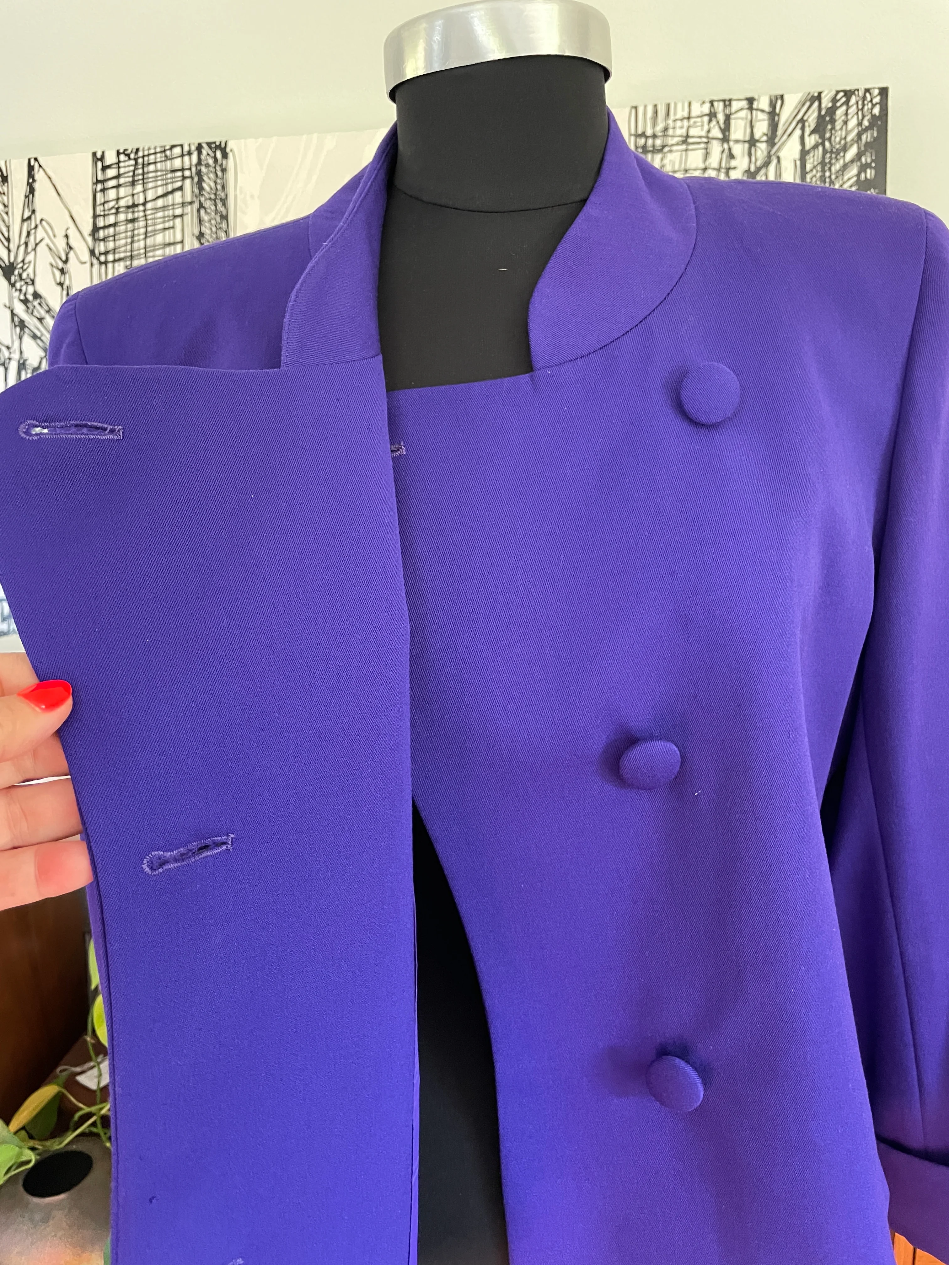 80s/90s Purple Dior Wool Blazer Jacket Double Breasted By Christian Dior - Image 5