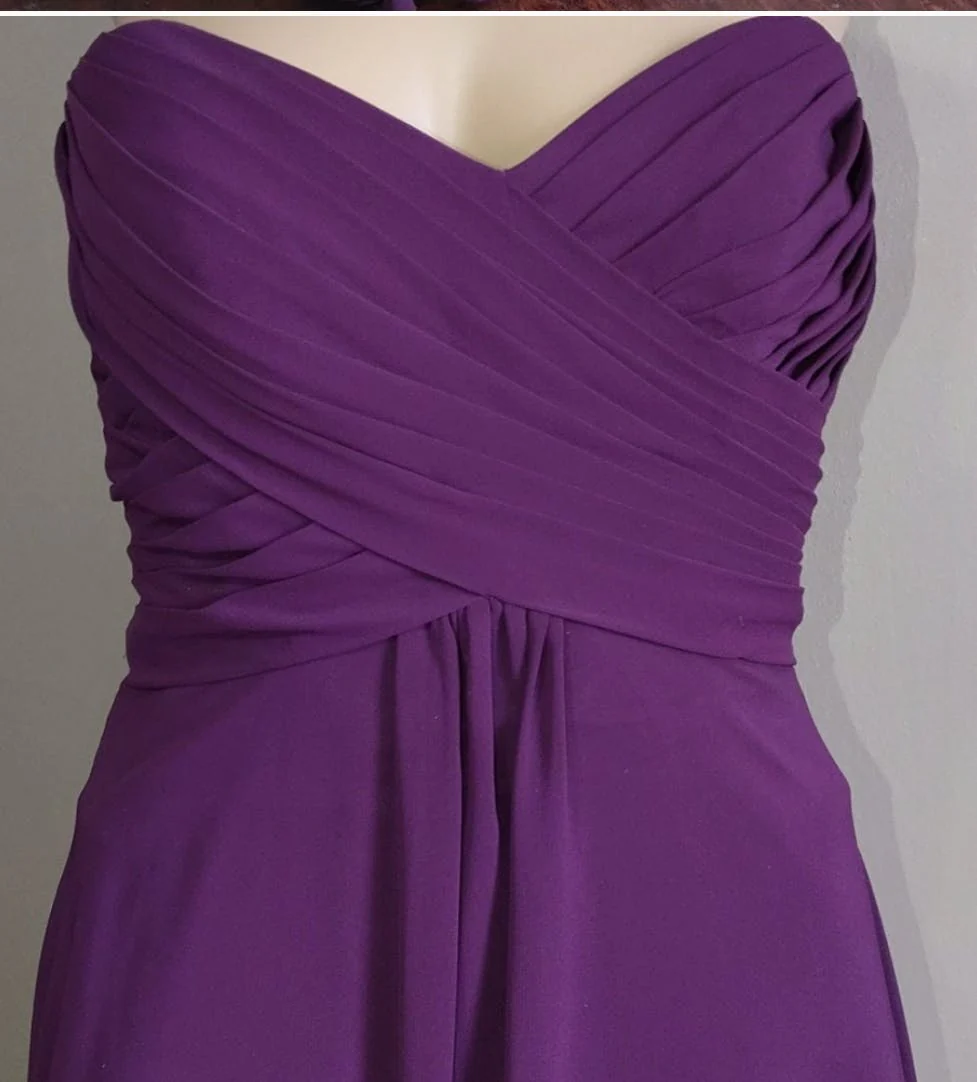 Purple Strapless Formal Gown by Allure Bridals Bridesmaids - Image 4