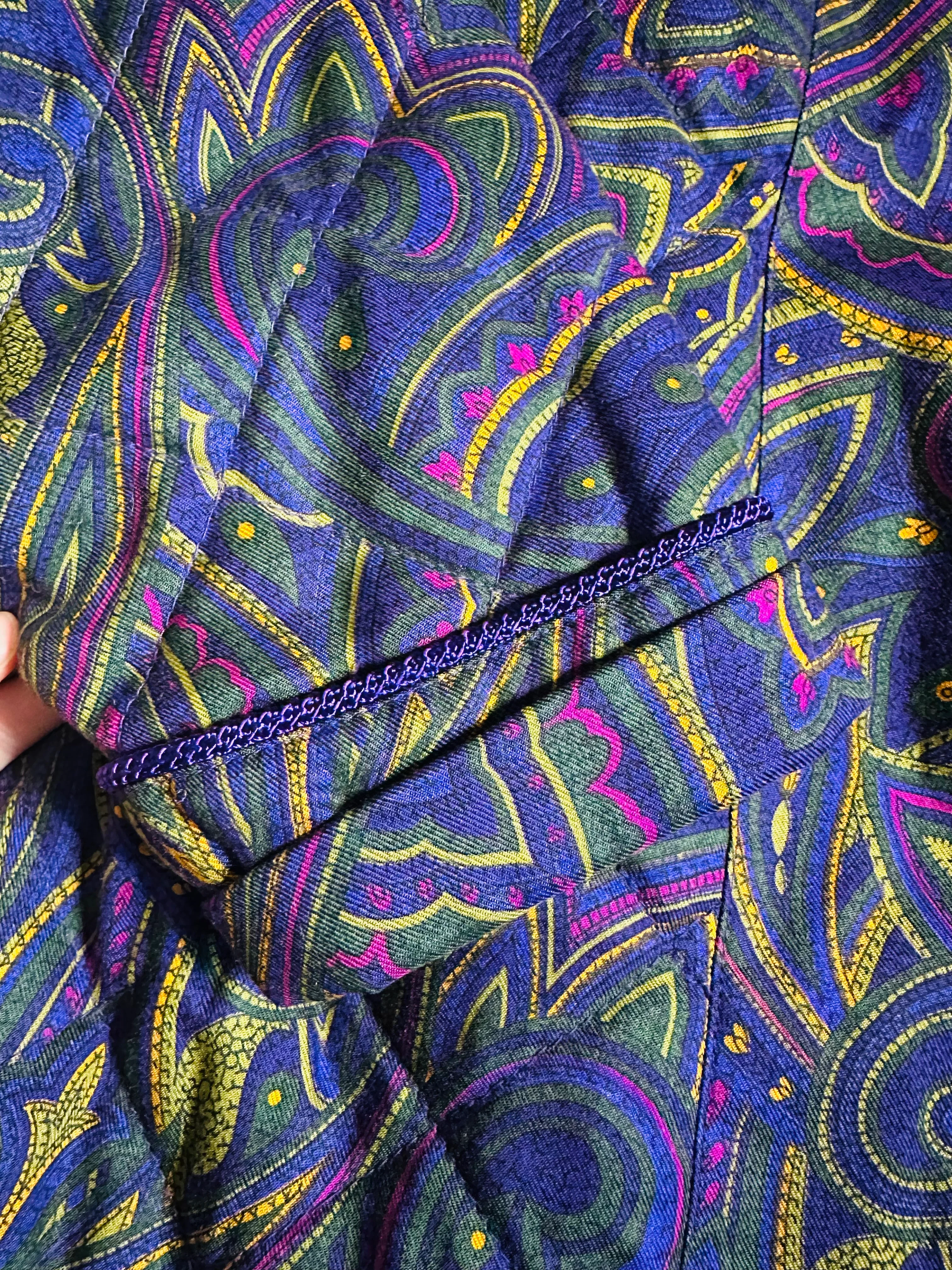 80s/90s Purple Quilted Paisley Printed Sports Coat Blazer By Leslie Faye - Image 8