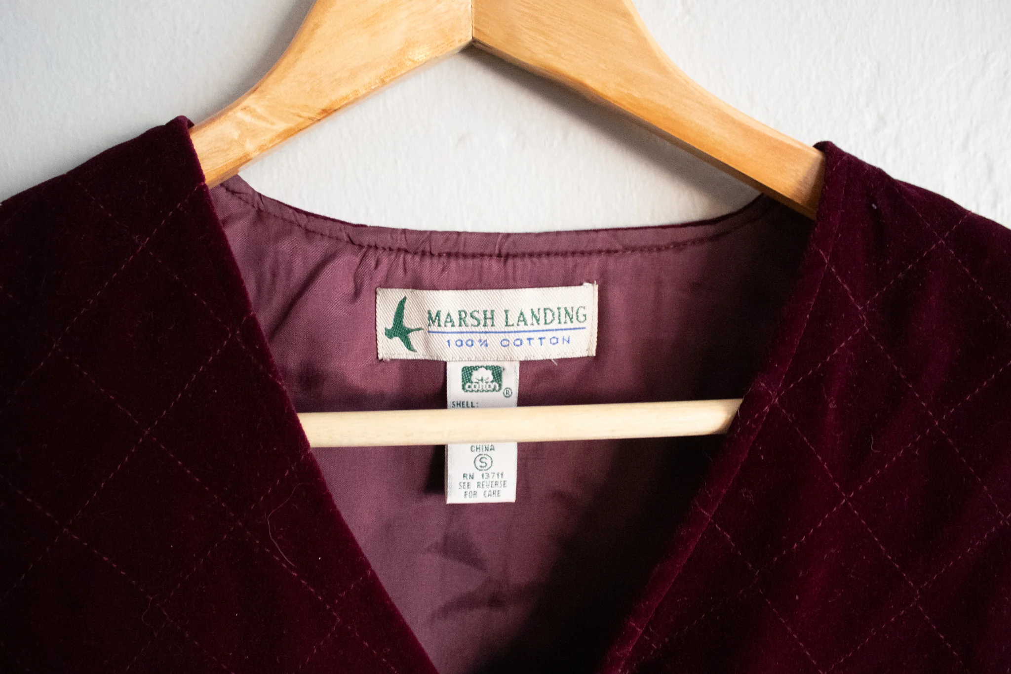 80s/90s Purple Red Zip Up Cotton Velvet Vest Small By Marsh Landing - Image 5