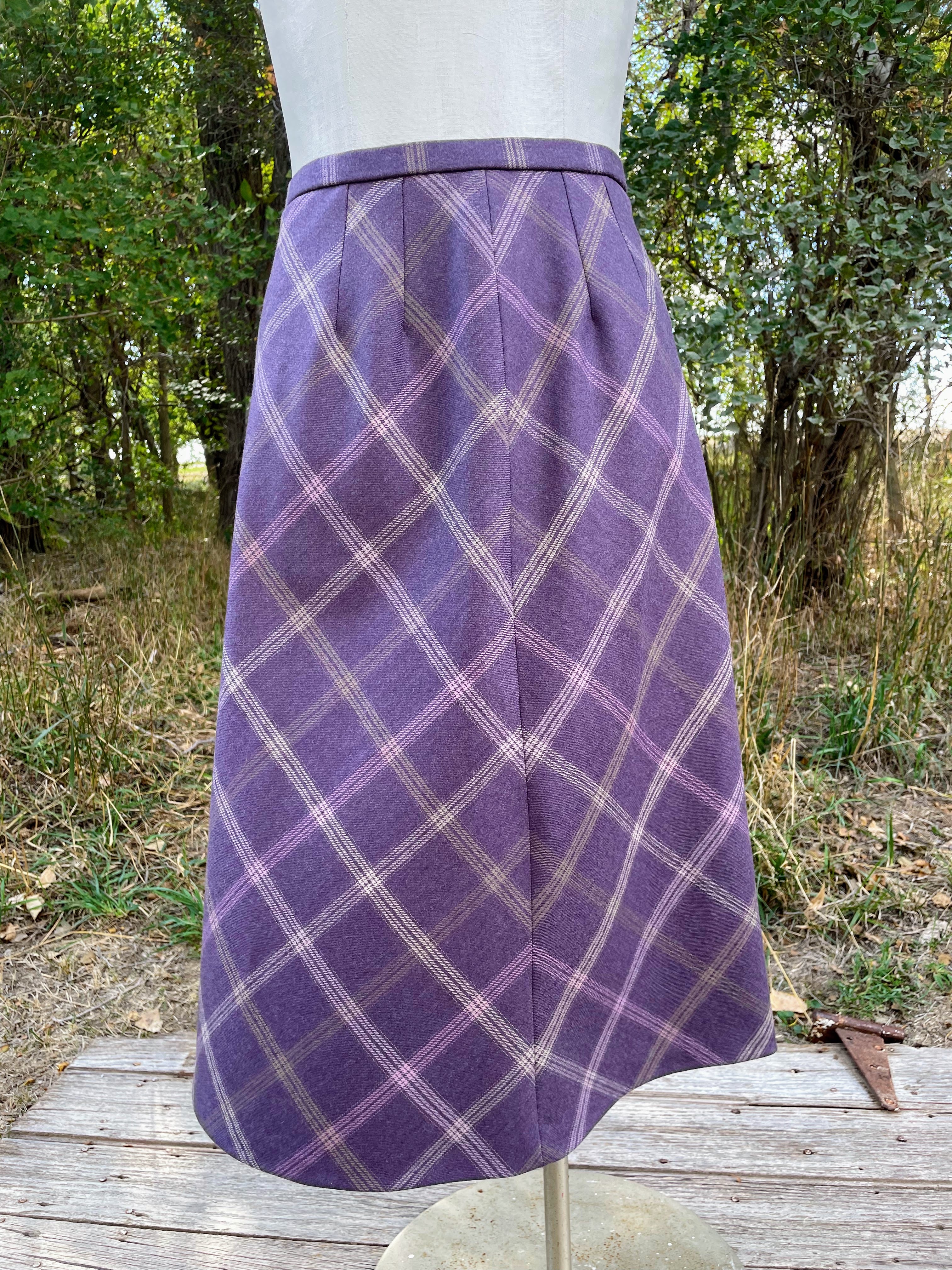 80s/90s Purple Wool Plaid Pendleton Skirt Size 6 Petite By Pendleton - Image 10