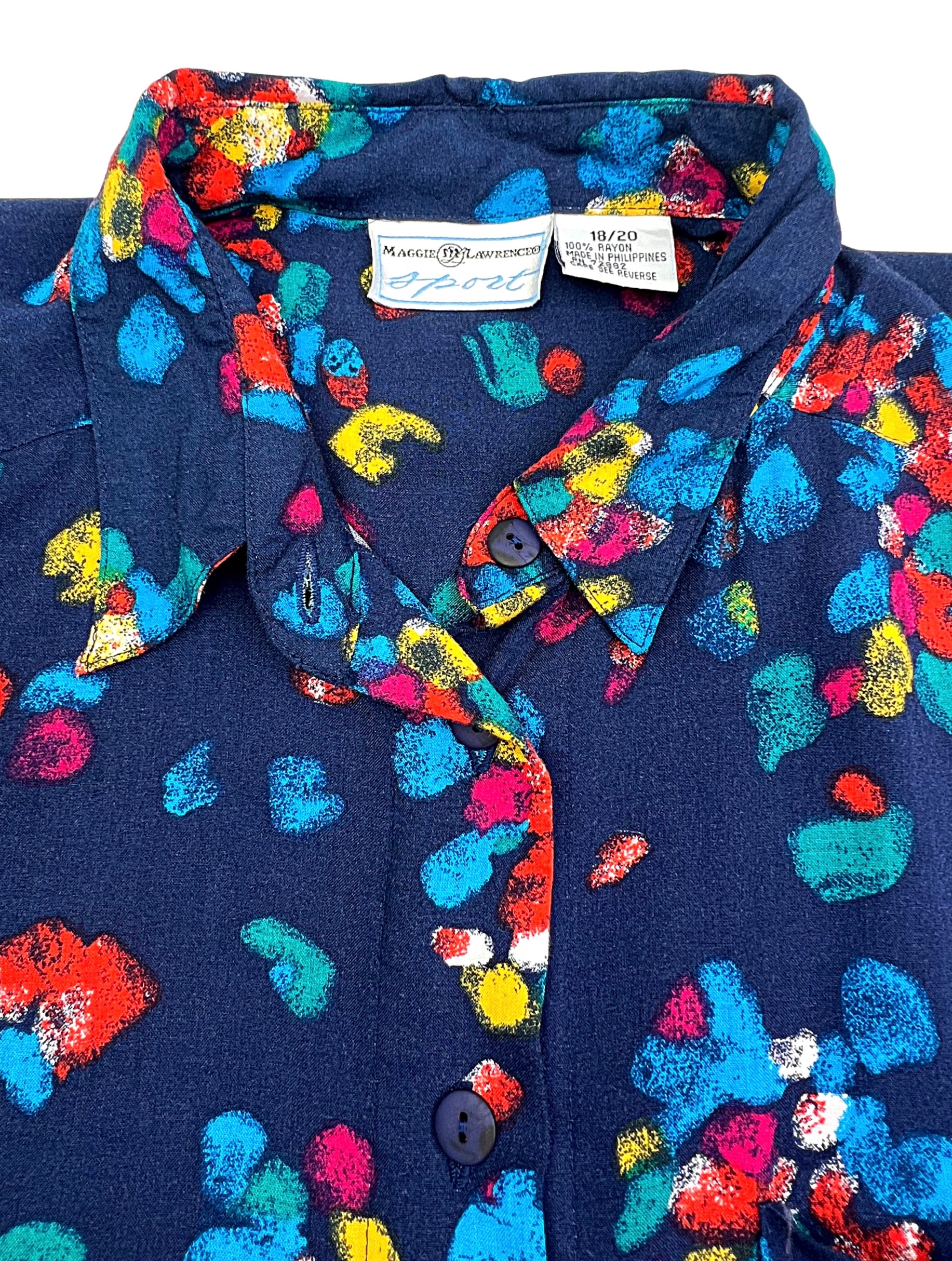 80s/90s Rainbow Abstract Button Down Blouse By Maggie Lawrence Sport - Image 7
