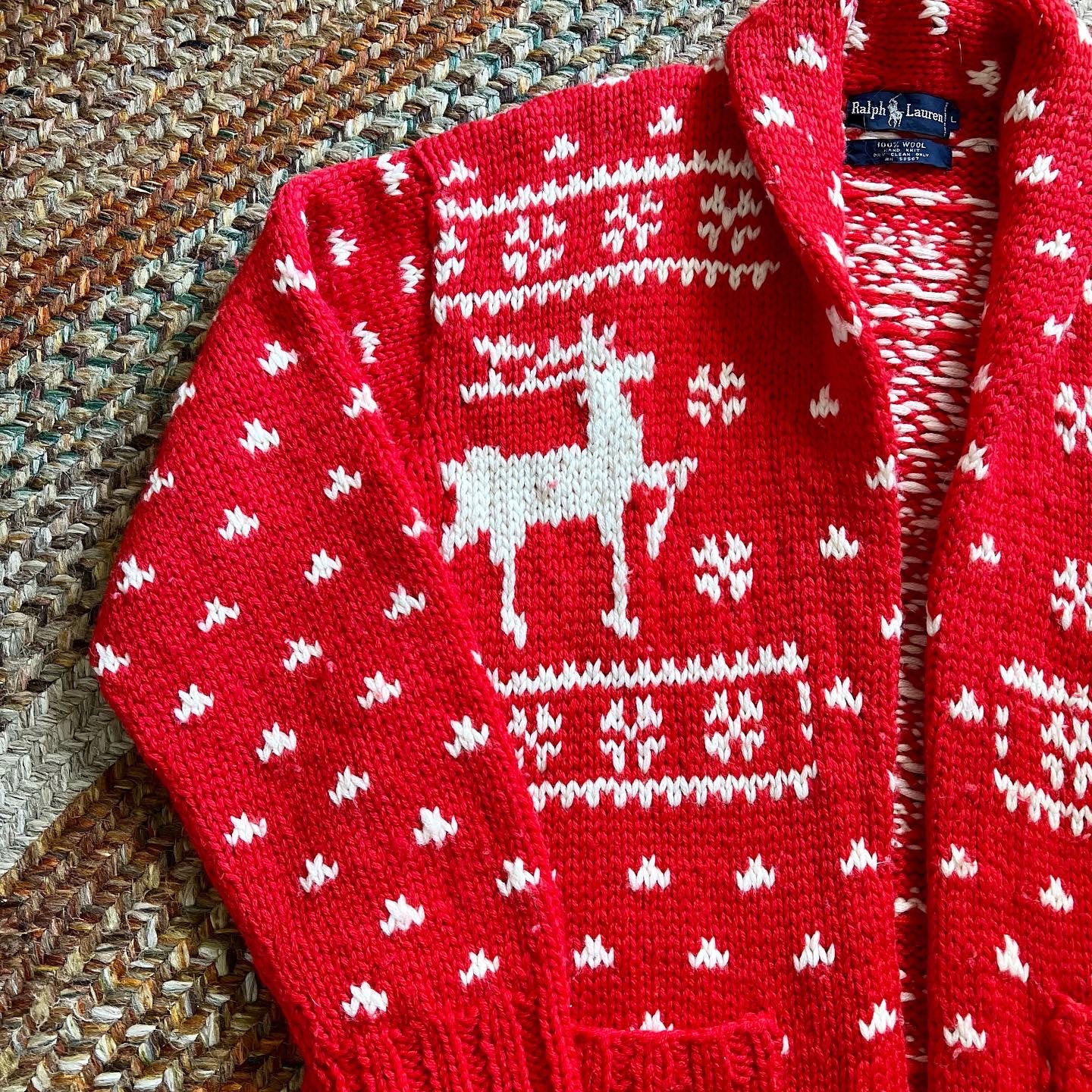 80s/90s Ralph Lauren Wool Hand Knit Wrap Sweater Large By Ralph Lauren - Image 9