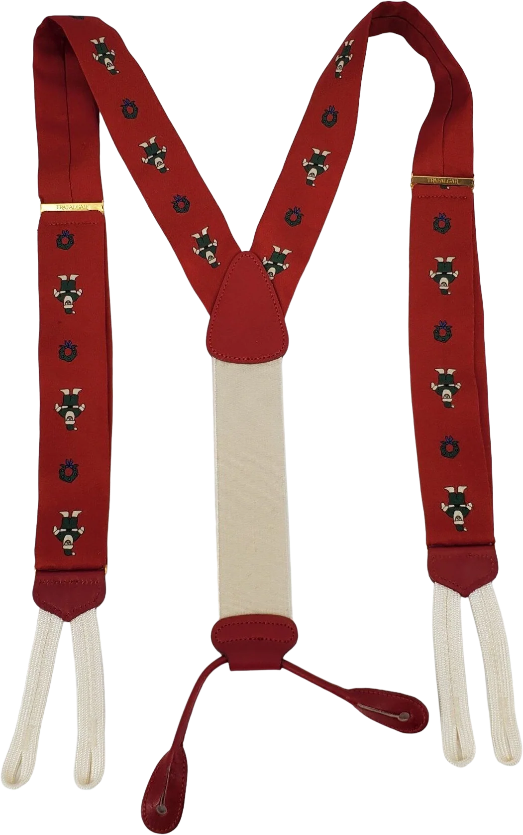 80s/90s Red Santa Claus Button Suspenders By Trafalgar - Image 2