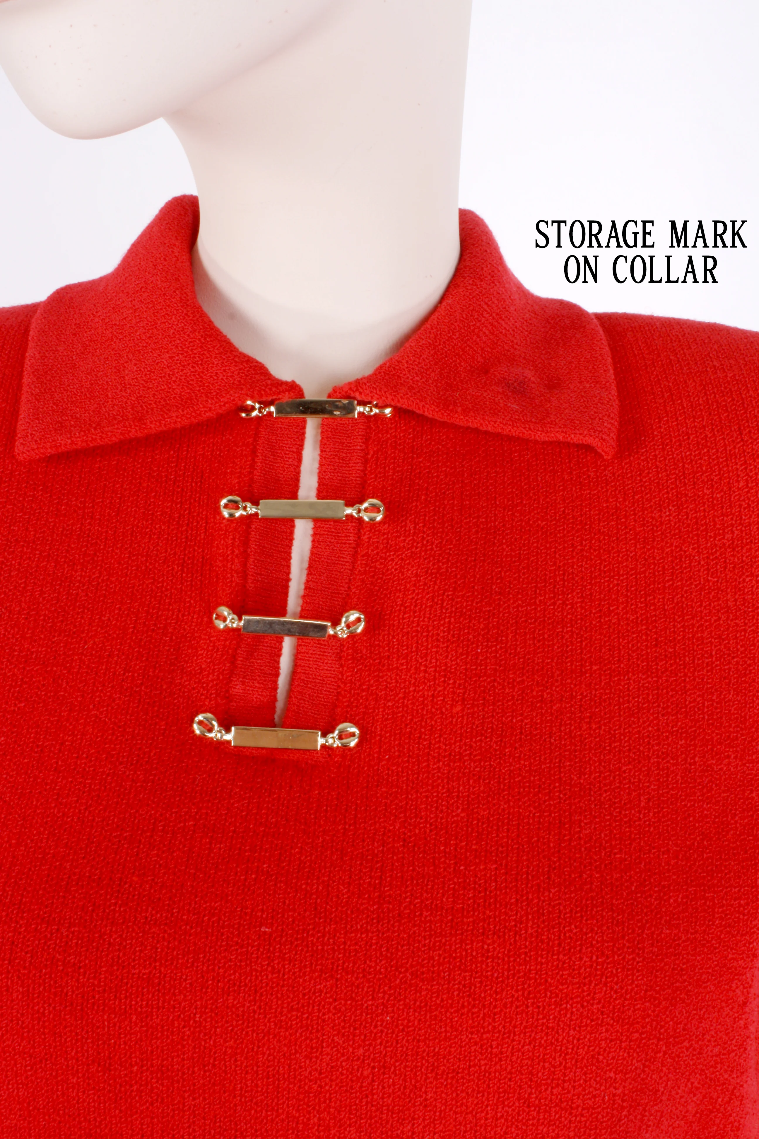 80s/90s Red Santana Knit Crop Shirt Top Pant Suit Set By St. John - Image 6