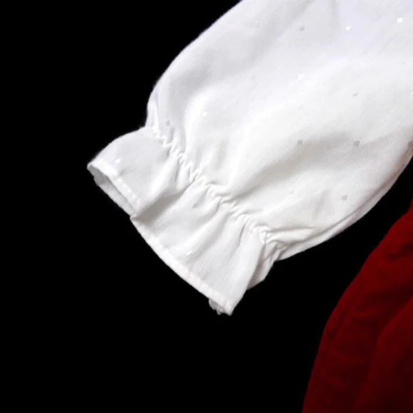 80s/90s Red Velvet And White Shirt Two Piece Baby Dress - Image 6