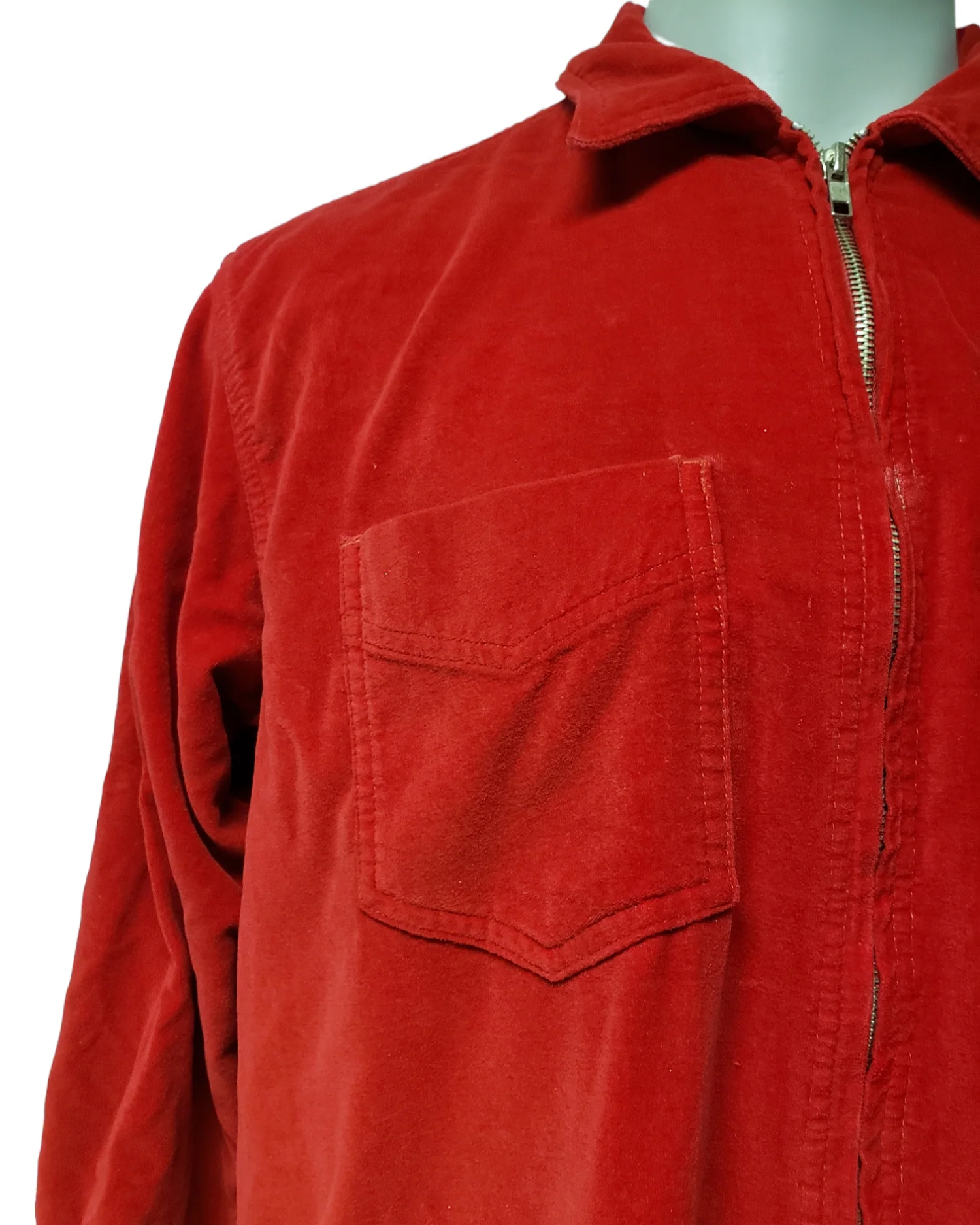 80s/90s Red Velvet Long Sleeve Shirt By Soho Compagnie Streetwise Clothing - Image 4