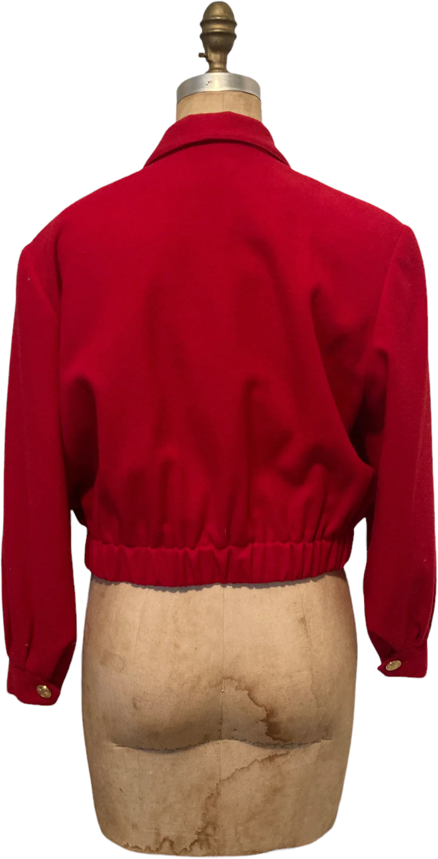 80s/90s Red Wool 3-button Military-style Cropped Jacket By Blassport - Image 2