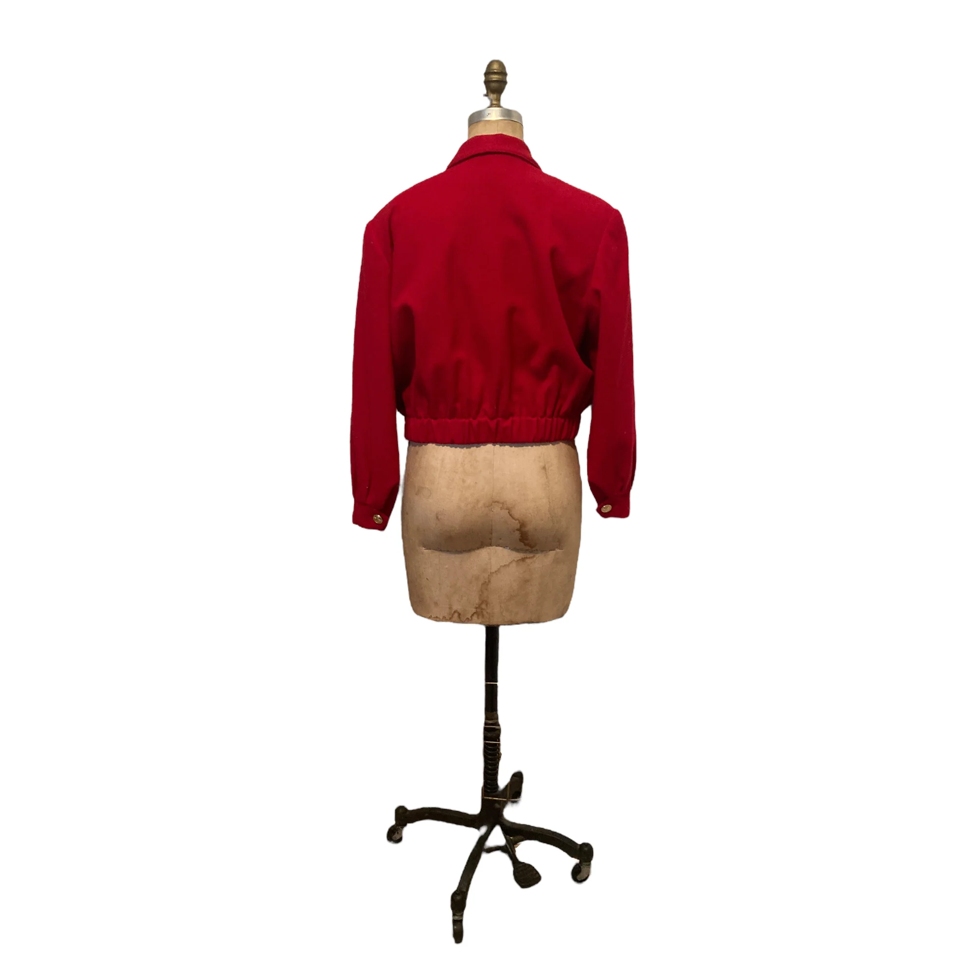 80s/90s Red Wool 3-button Military-style Cropped Jacket By Blassport - Image 7