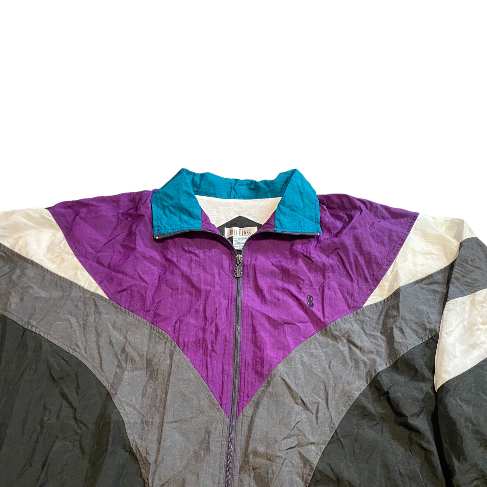 80s/90s Retro Windbreaker Colorblock Jacket Sz Large Coat By Bill Blass - Image 6
