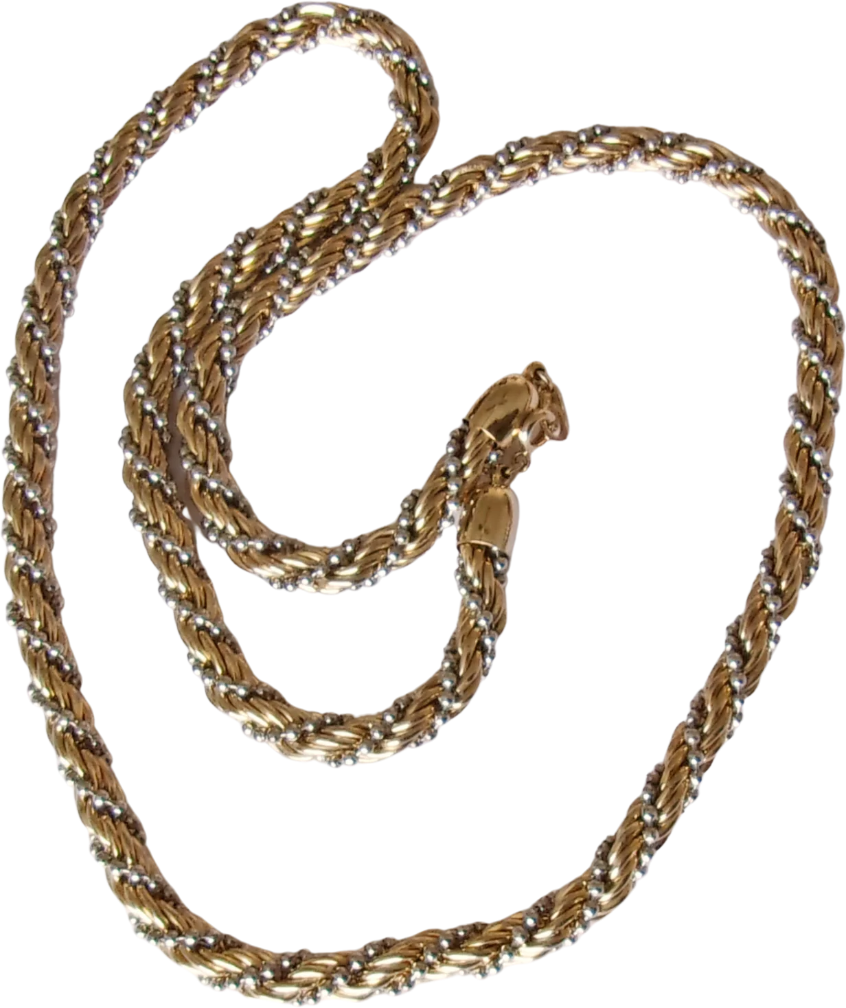 80s/90s Rope Necklace Twisted Goldtone Silvertone