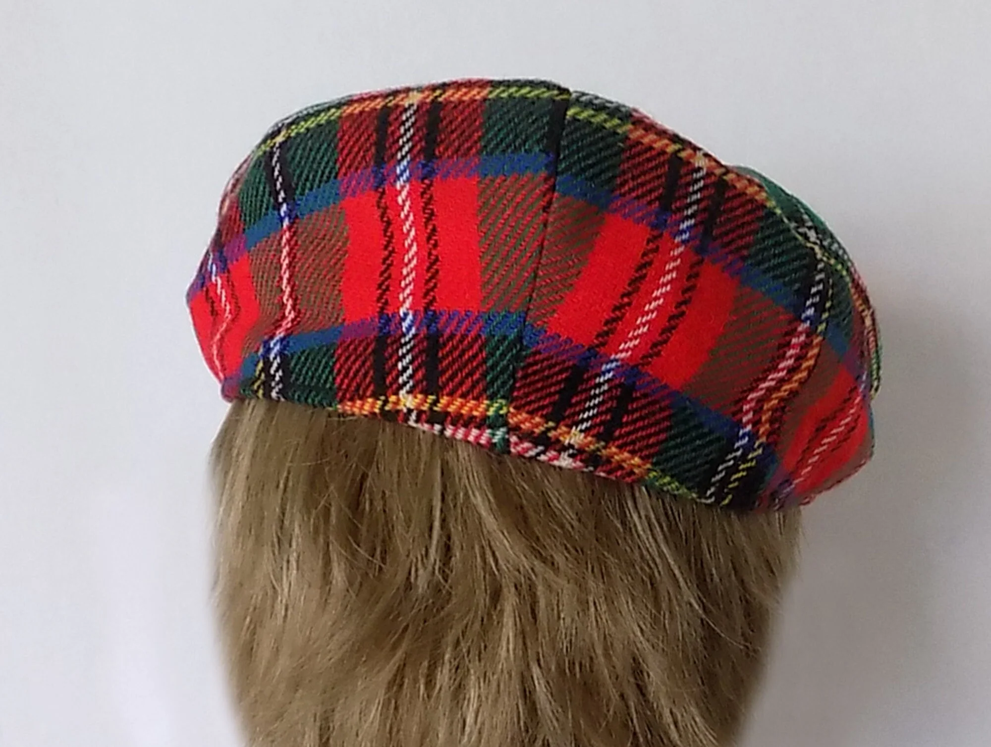 80s 90s Scottish Highlands Tartan Cap with Pompom Adjustable Snap Lined Wool Satin Quilted Warm - Image 5
