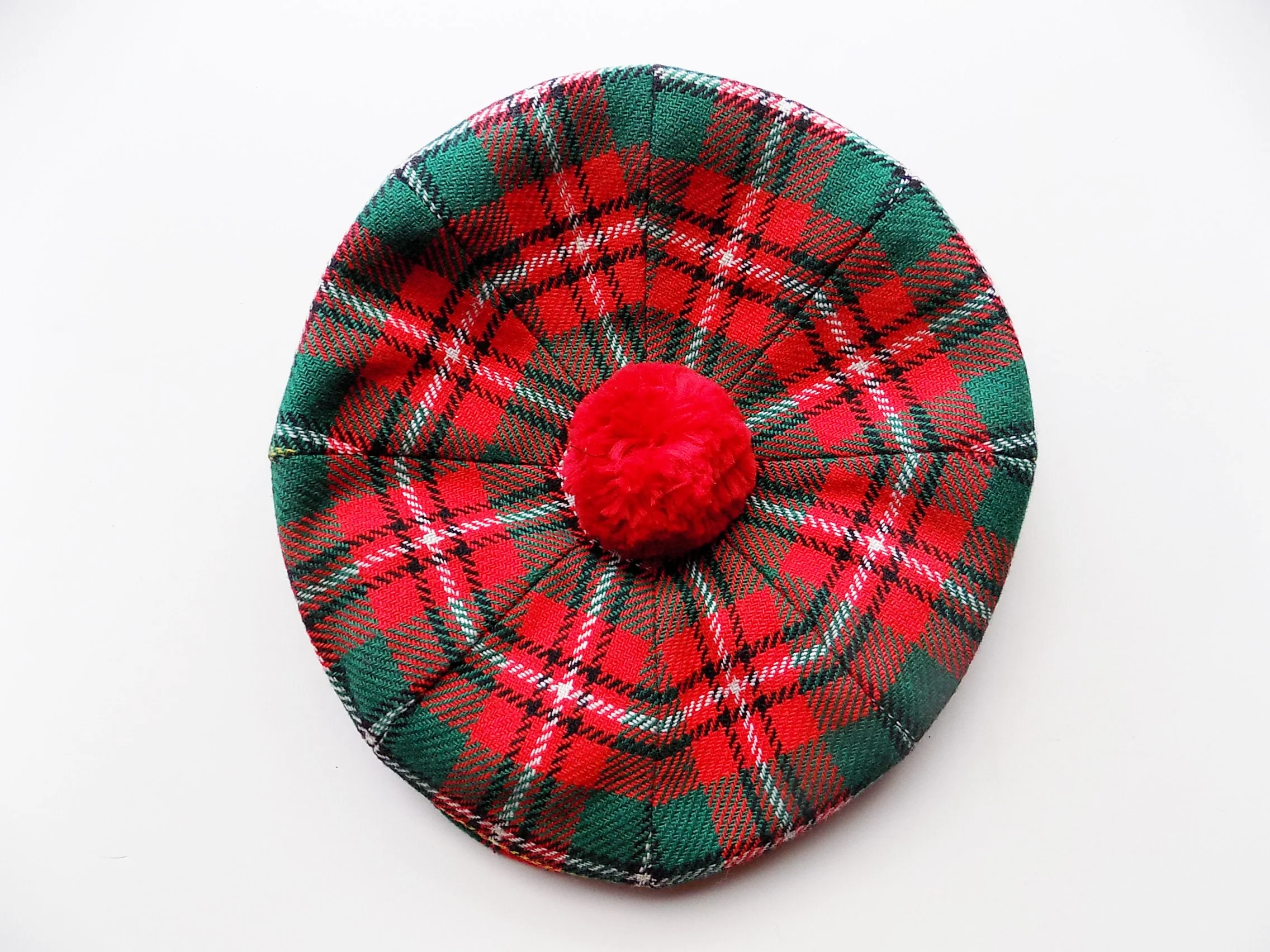 80s 90s Scottish Highlands Tartan Cap with Pompom Adjustable Snap Lined Wool Satin Quilted Warm - Image 7