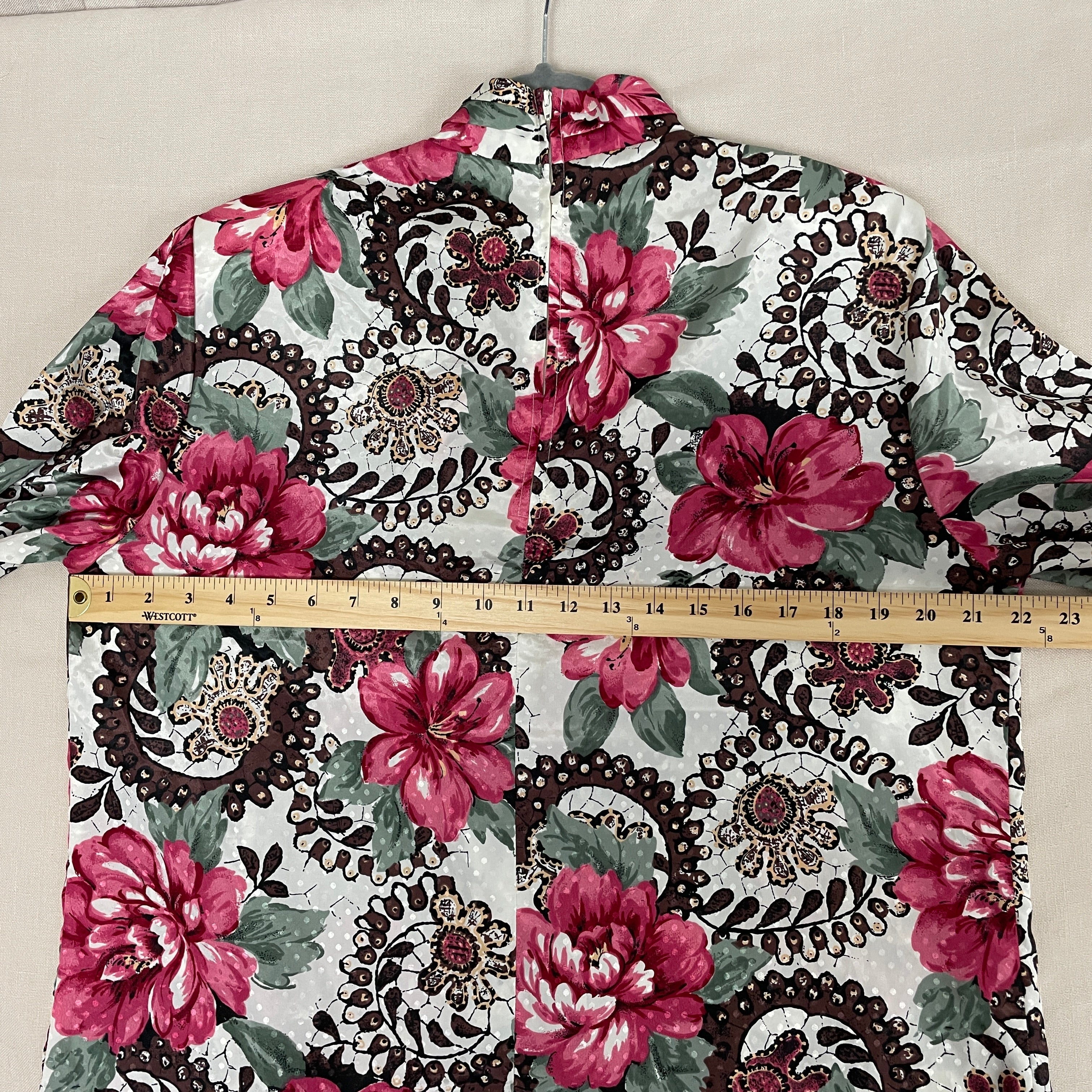 80s/90s Secretary Blouse 14 White Pink Floral Long Sleeve By Pyke Ltd - Image 12
