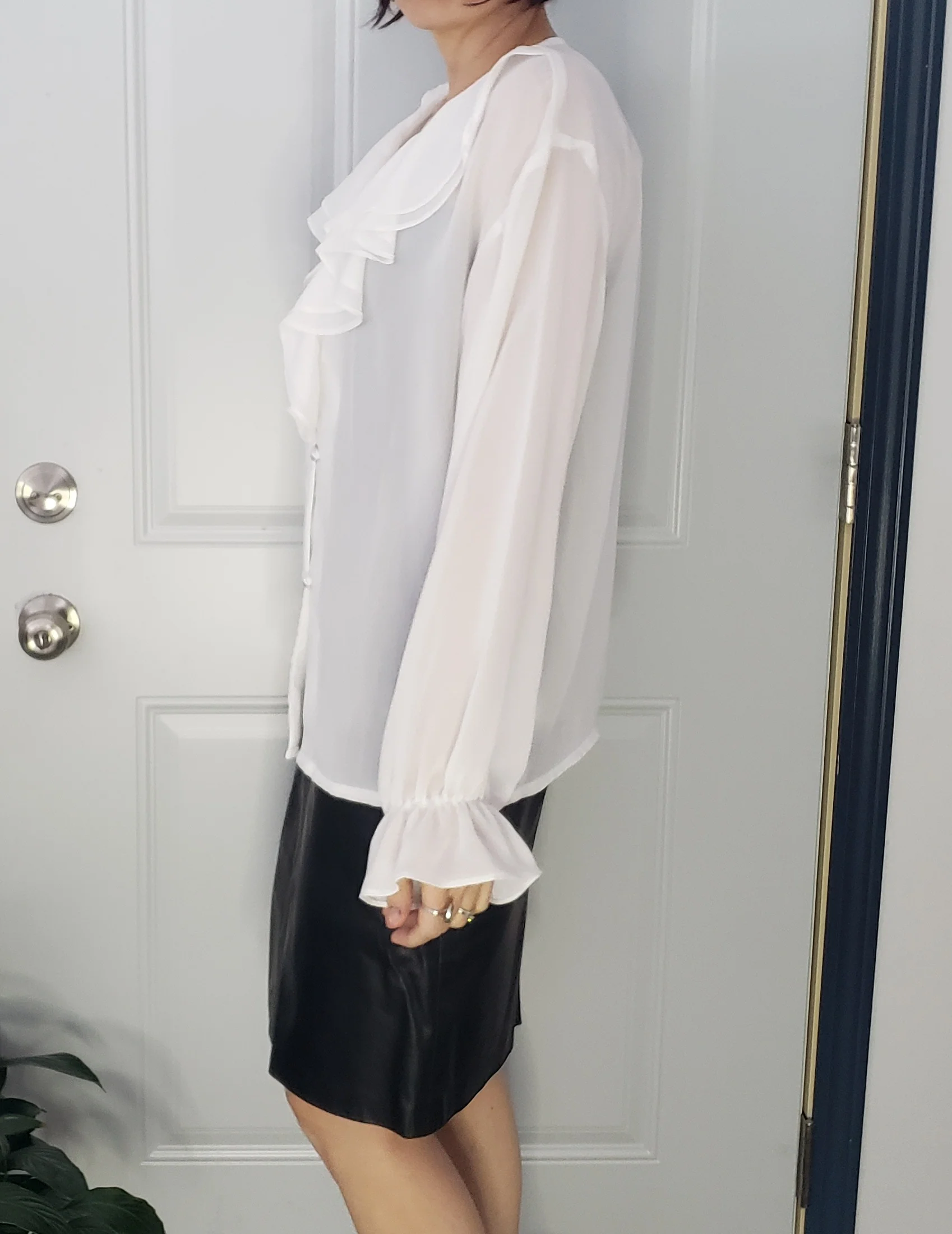 80s/90s Sheer White Floaty Blouse By Impressions of California - Image 4