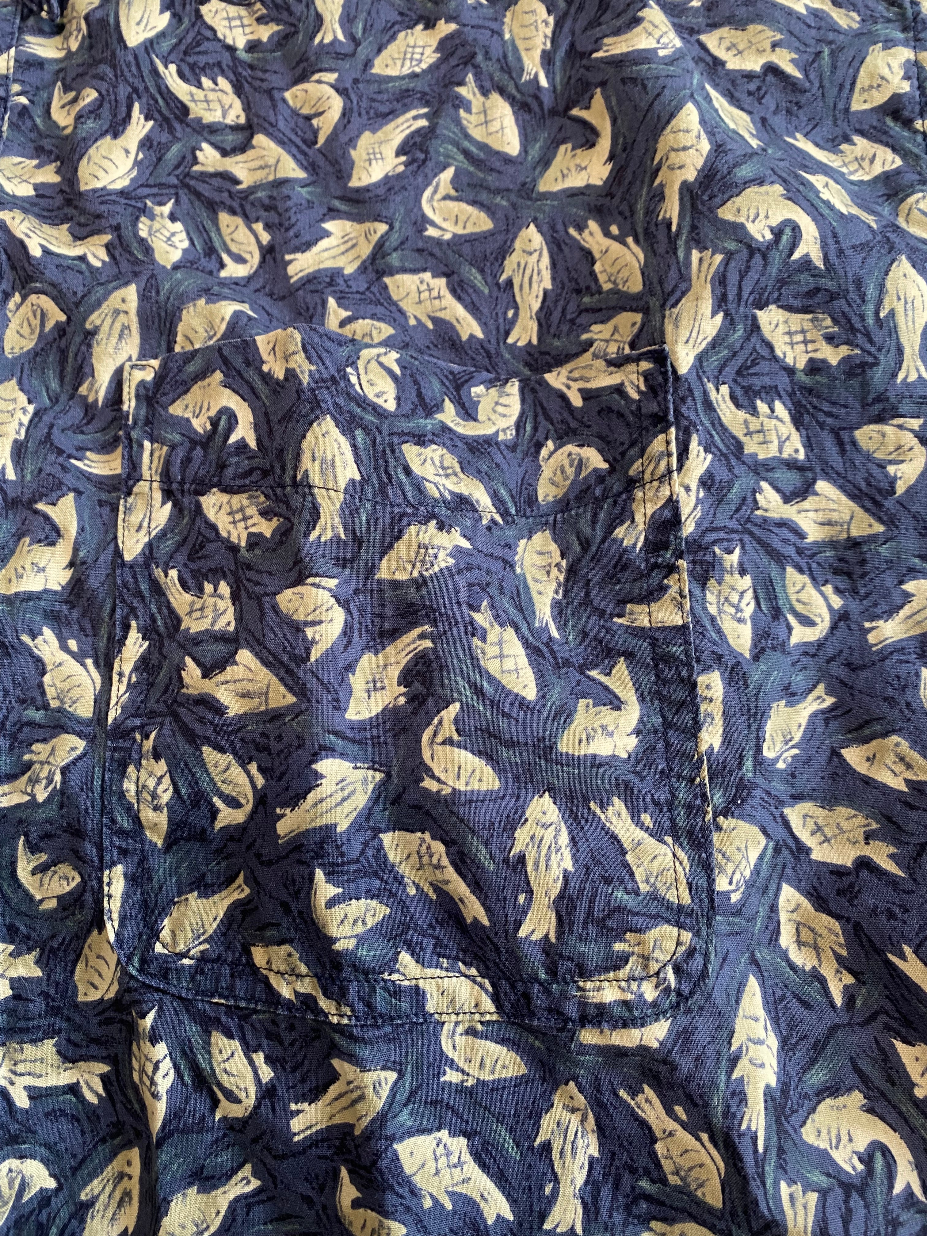 80s/90s Short Sleeve Shirt Button Down Fish Print Sz M By Chaps Ralph Lauren - Image 13