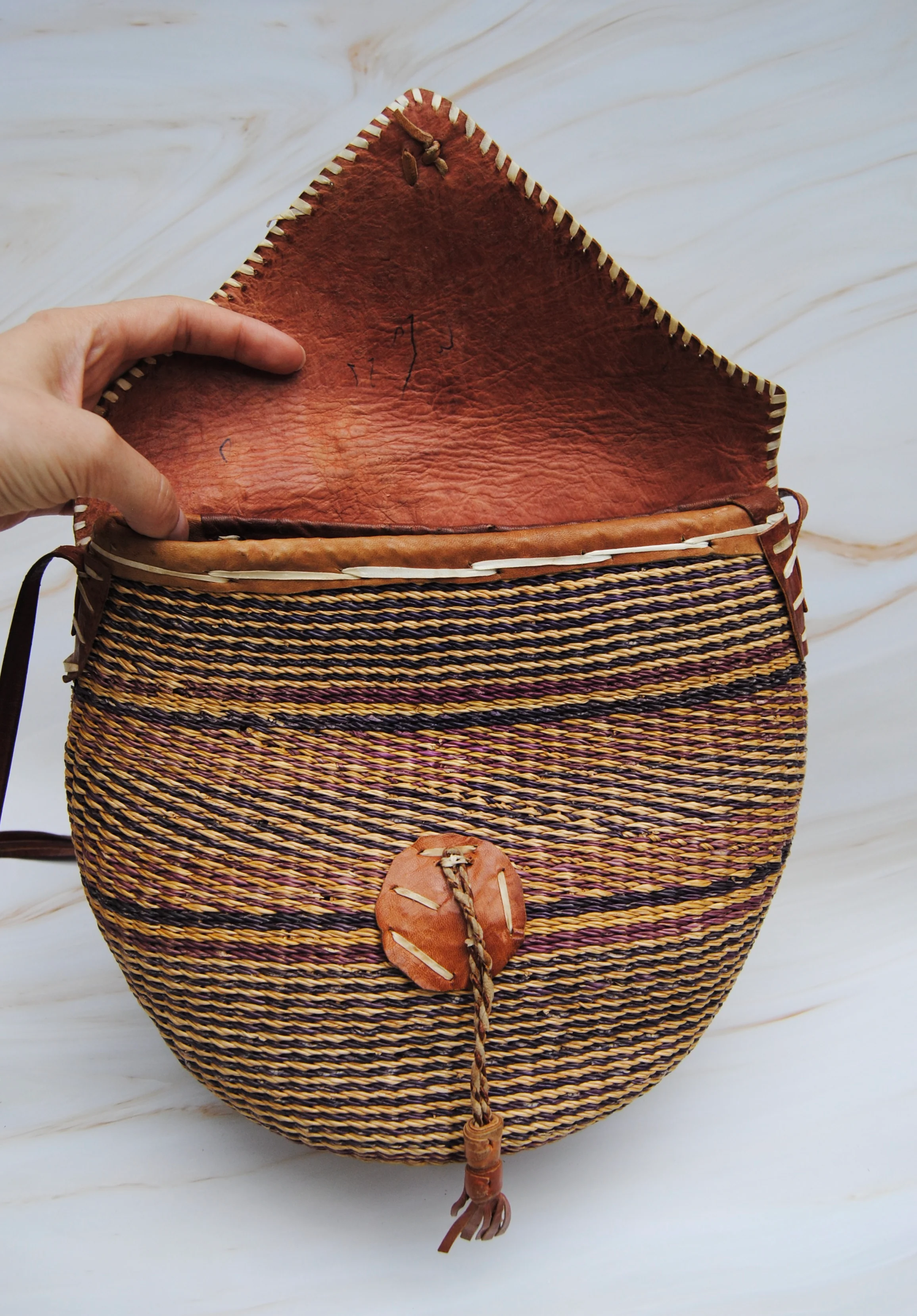 80s/90s Sisal Woven Market Crossbody Bag - Image 8