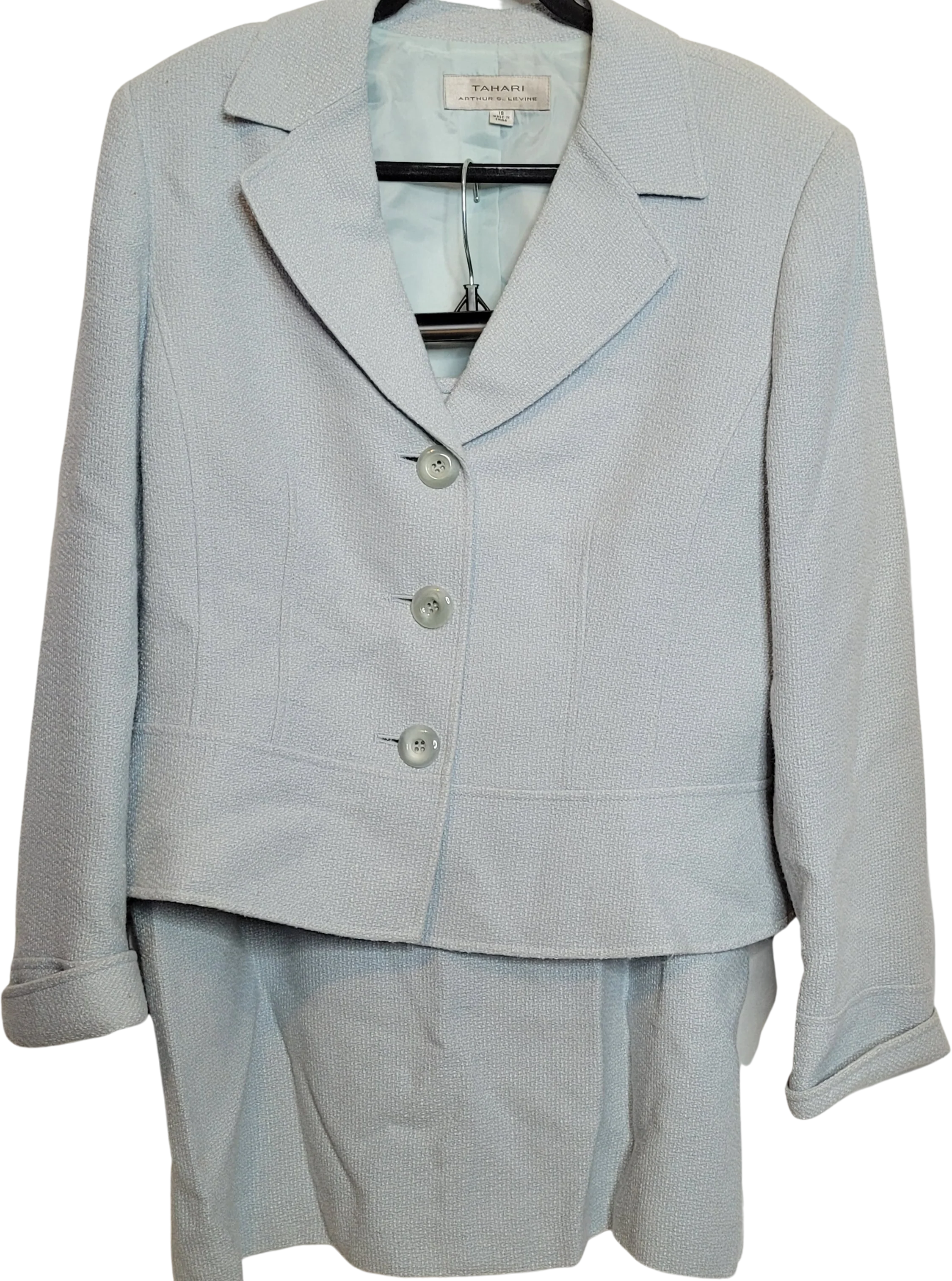 80s/90s Skirt Suit Two Piece Pale Baby Blue Size 18 By Tahari Arthur Levine