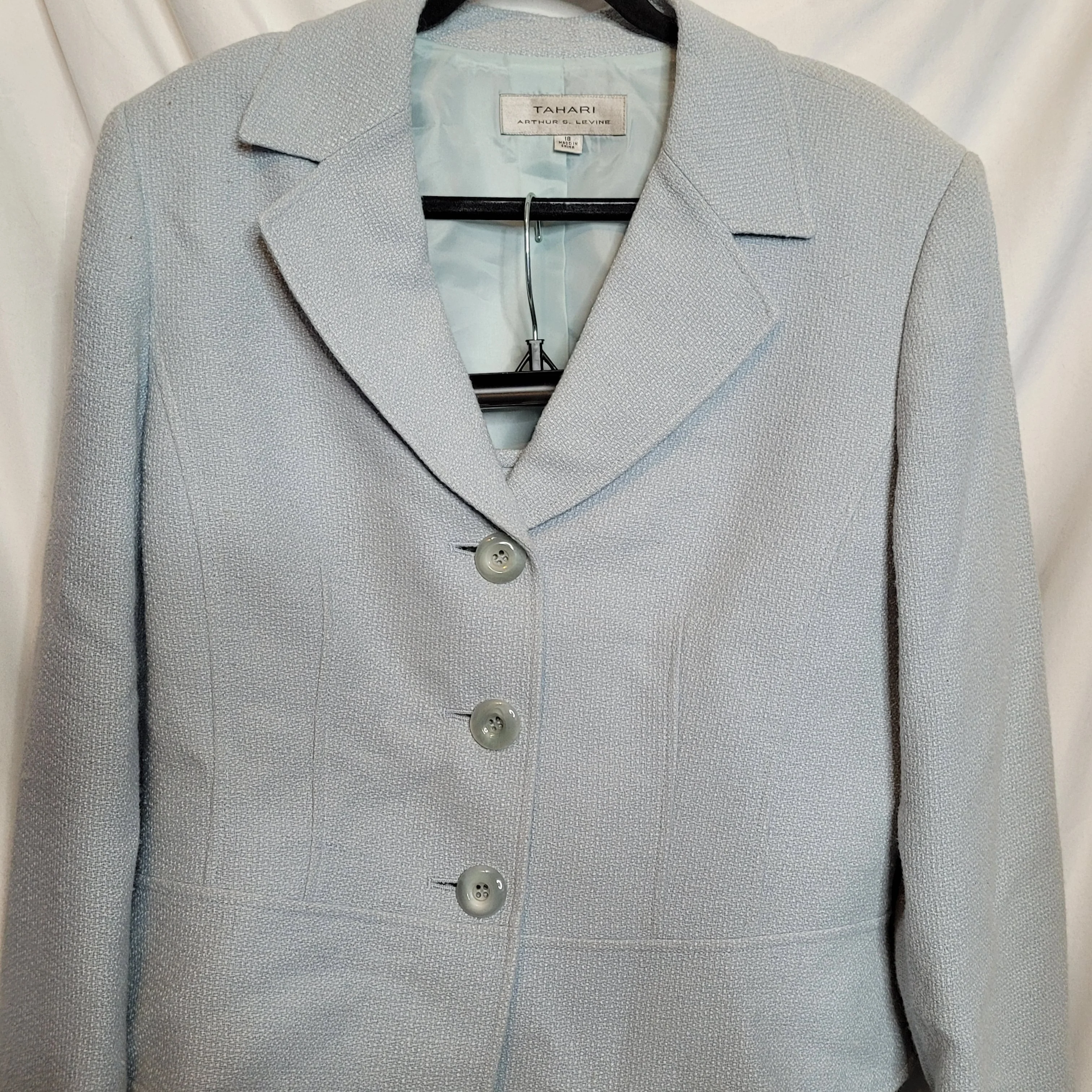 80s/90s Skirt Suit Two Piece Pale Baby Blue Size 18 By Tahari Arthur Levine - Image 3