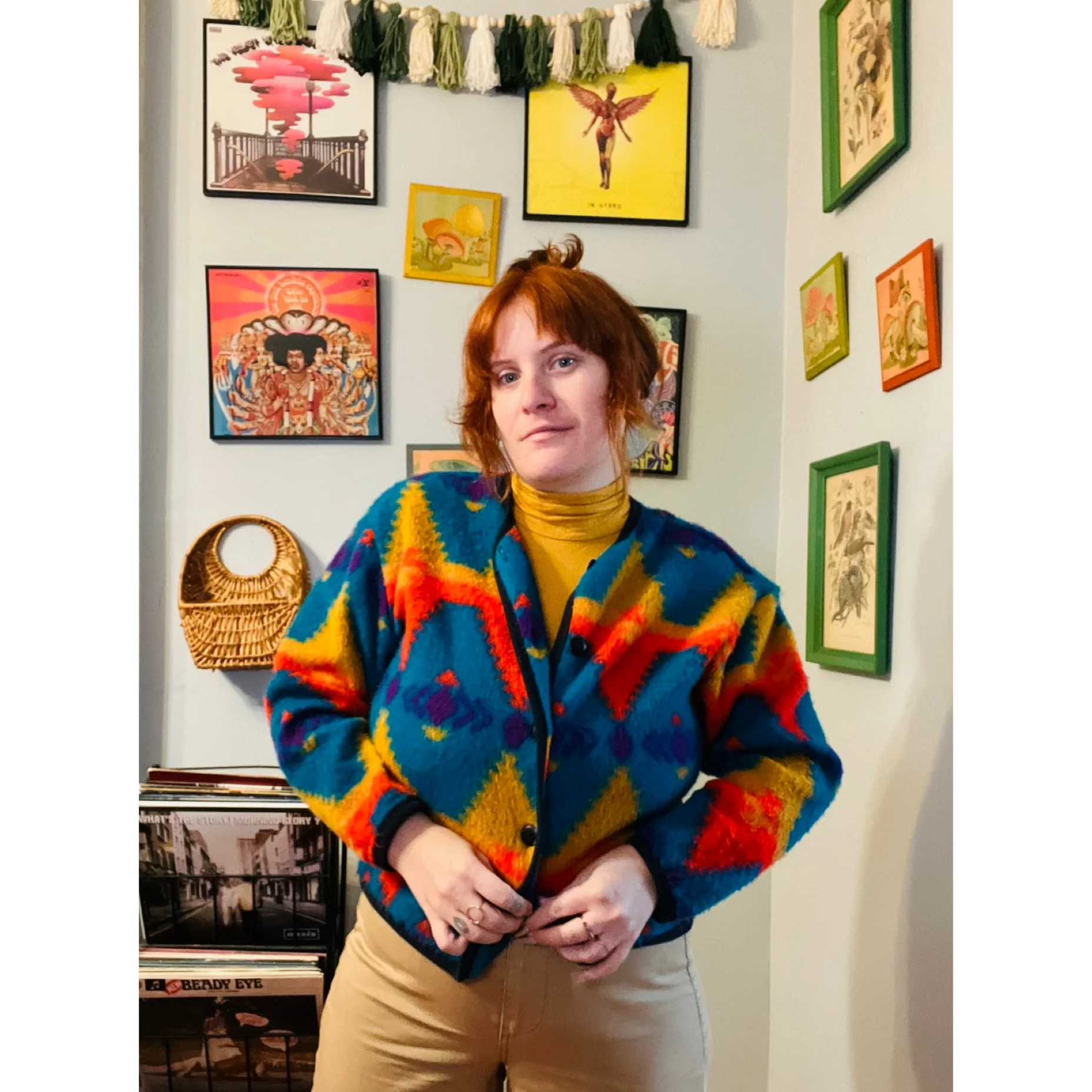 80s/90s Southwest Print Fleece Cardigan By David Wayne - Image 4