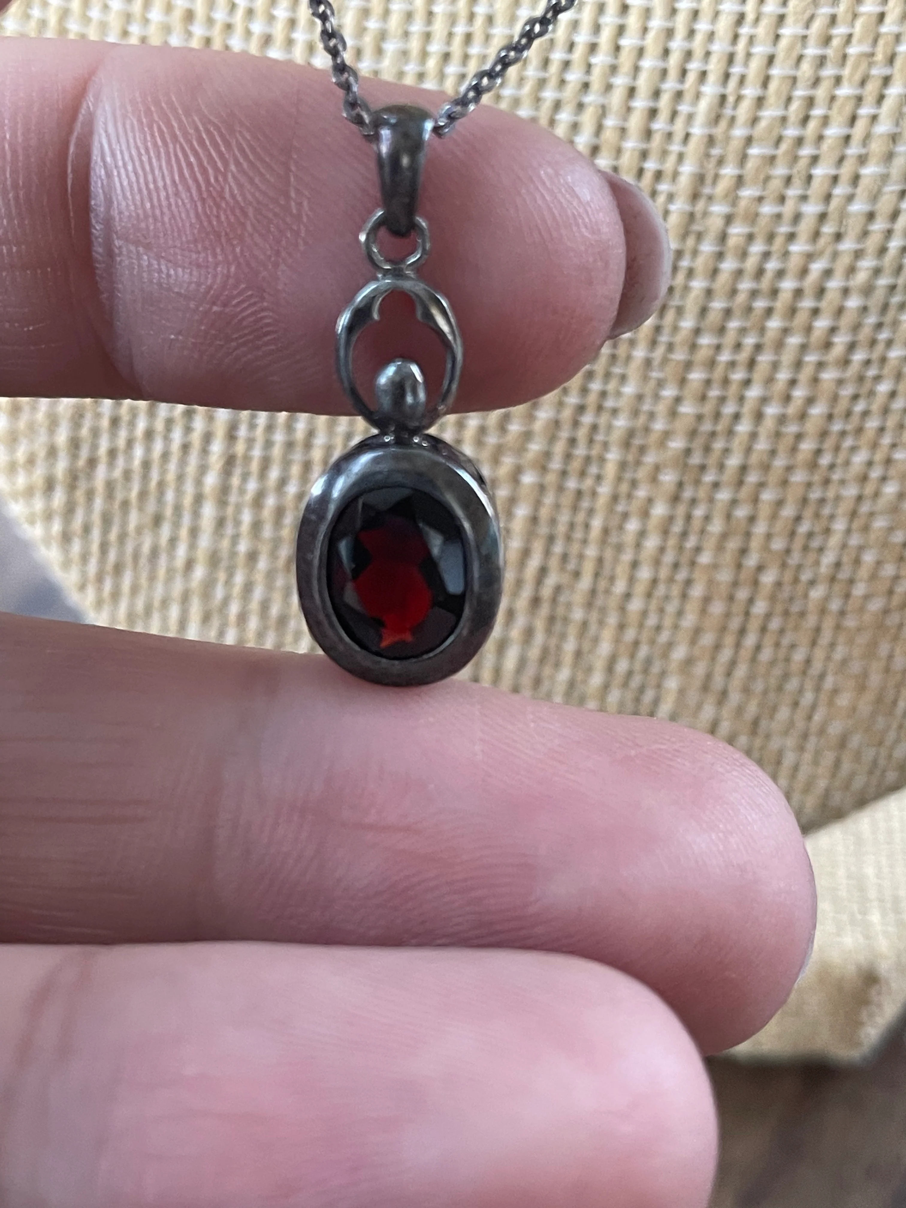 80s/90s Sterling And Garnet Earring And Necklace Set - Image 6
