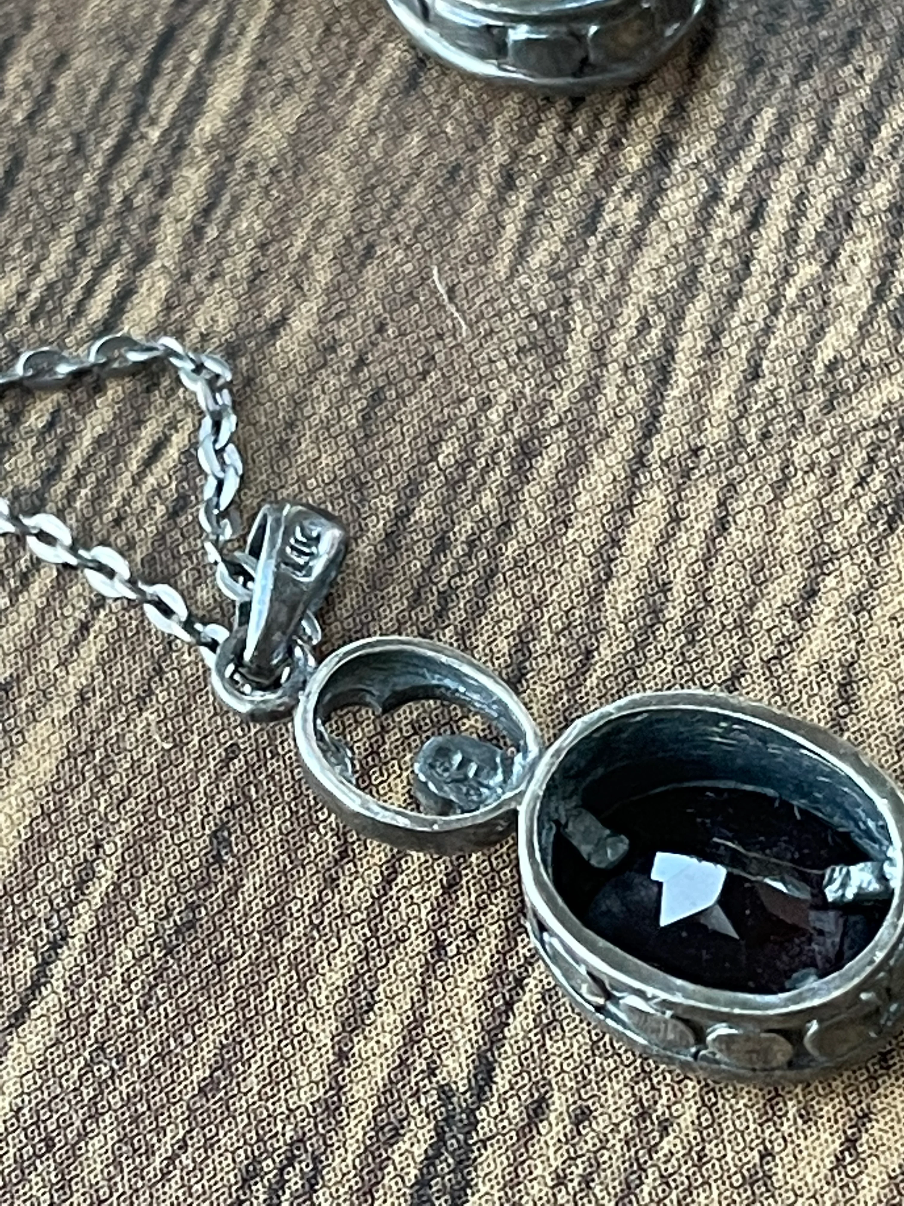 80s/90s Sterling And Garnet Earring And Necklace Set - Image 7