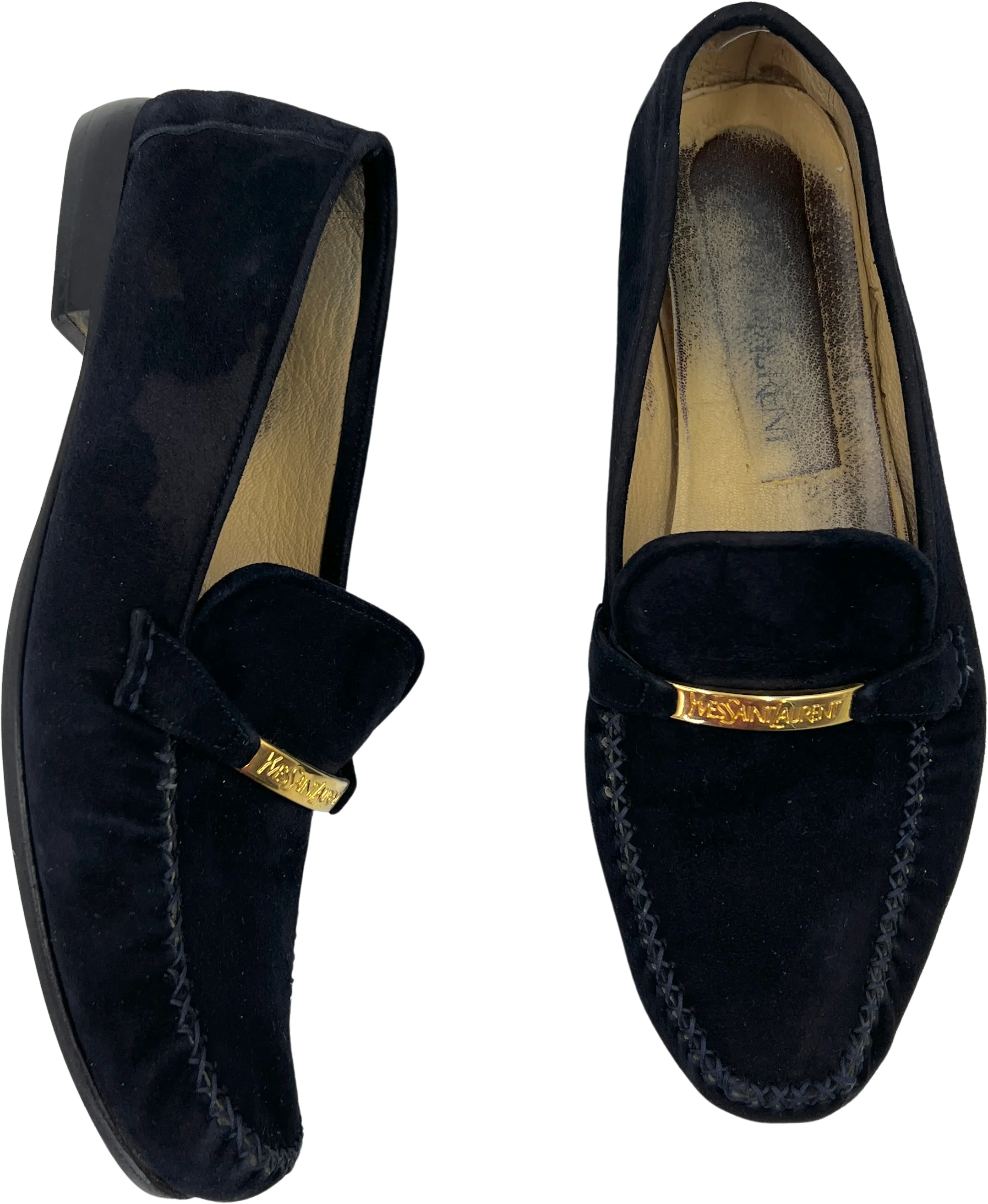 80s/90s Suede Blue Loafers Preppy Modern Chic By Yves Saint Laurent