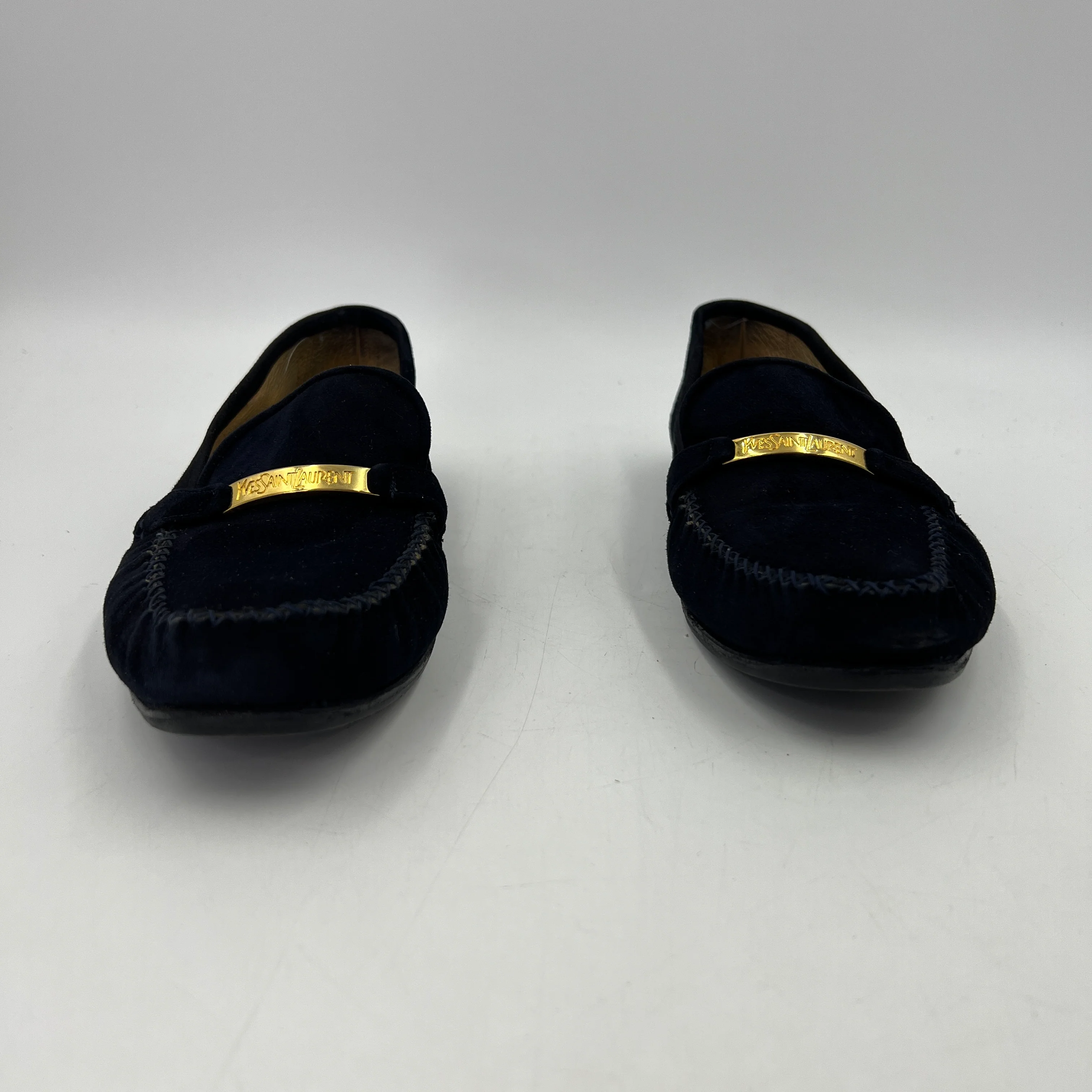 80s/90s Suede Blue Loafers Preppy Modern Chic By Yves Saint Laurent - Image 6