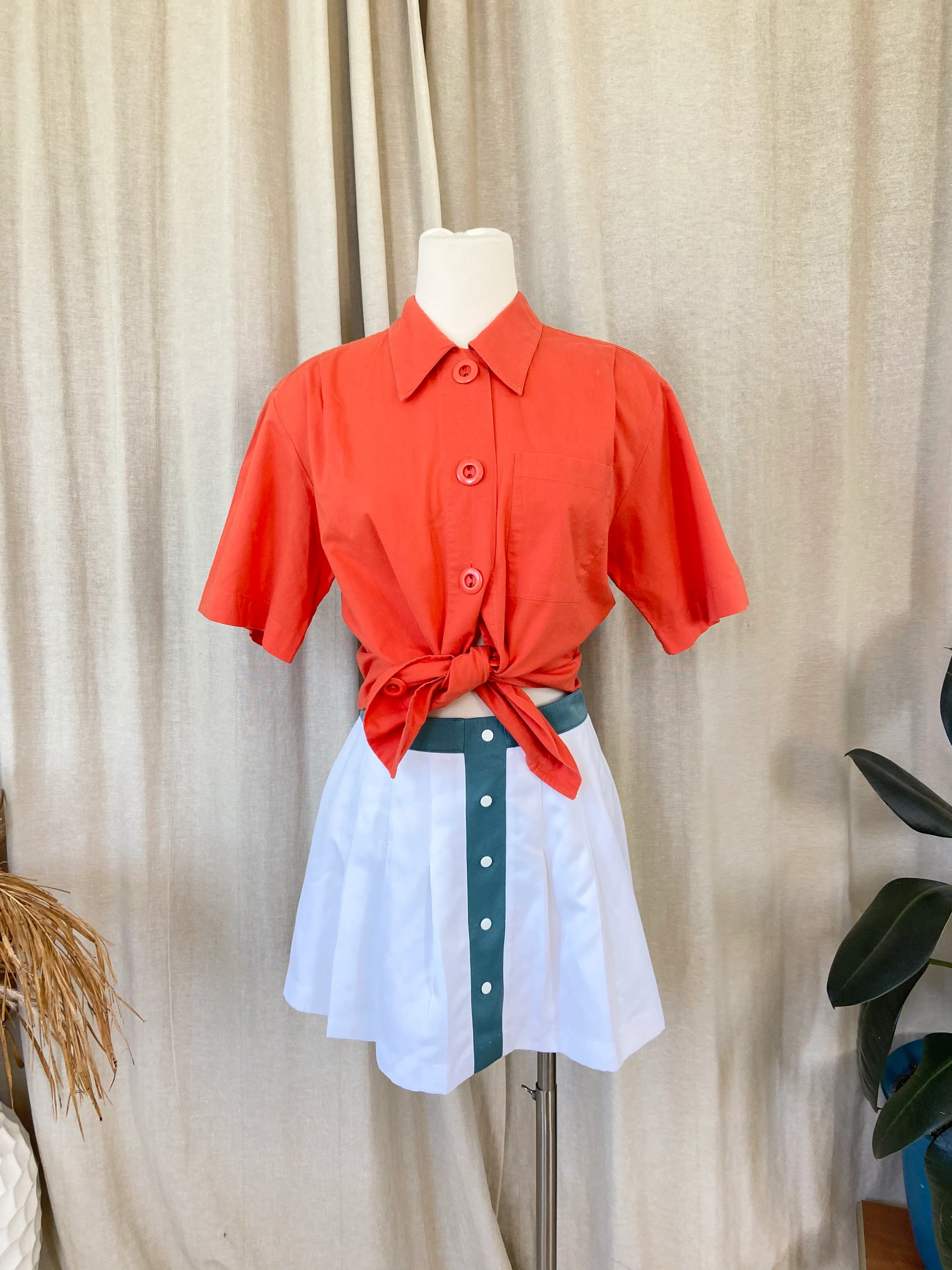 80s/90s Sherbert Orange Collared Camp Shirt With Pocket - Image 3
