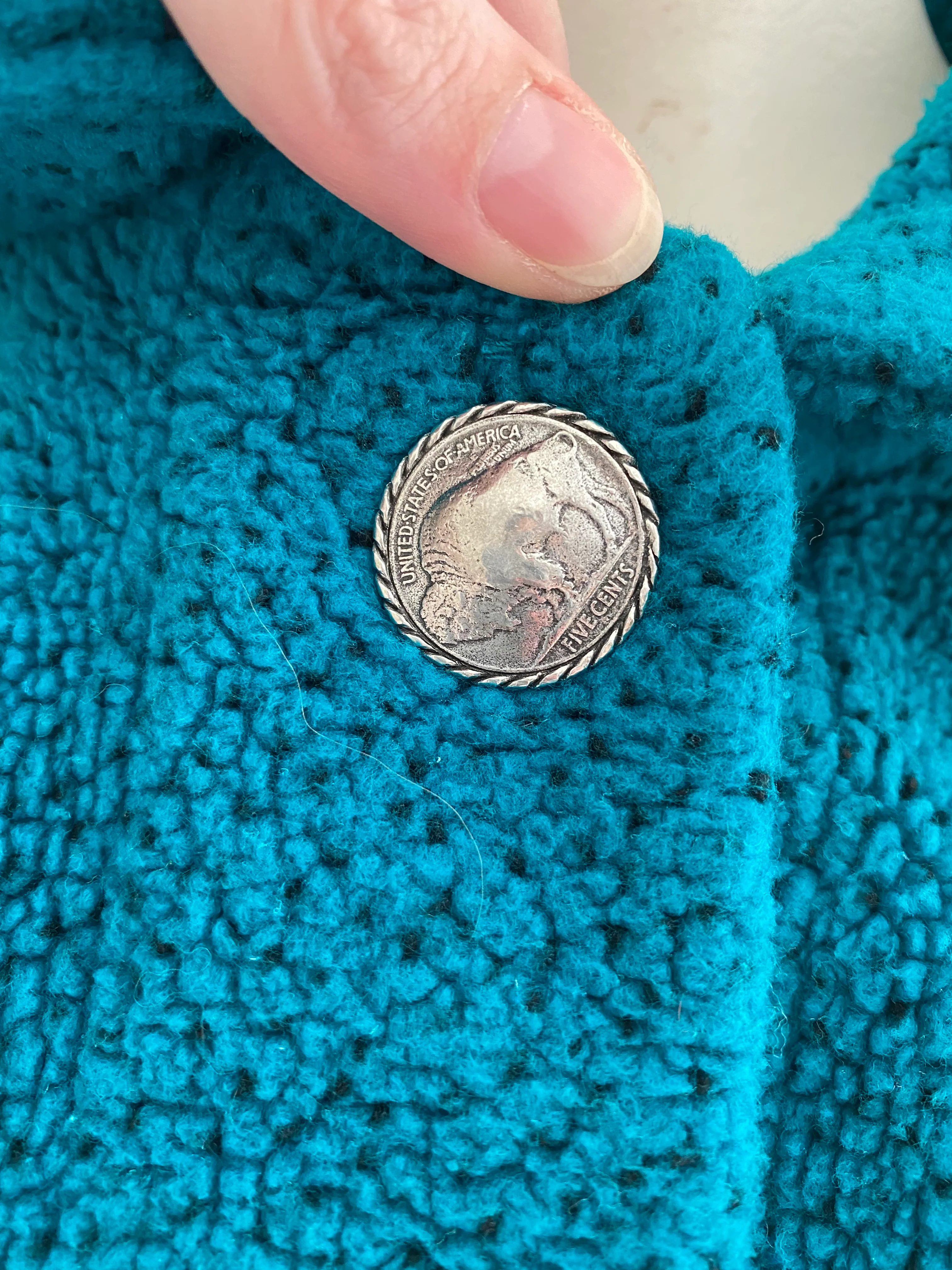 80s/90s Teal Cowboy Western Fleece Collared Jacket By Couty Clothing Co - Image 9