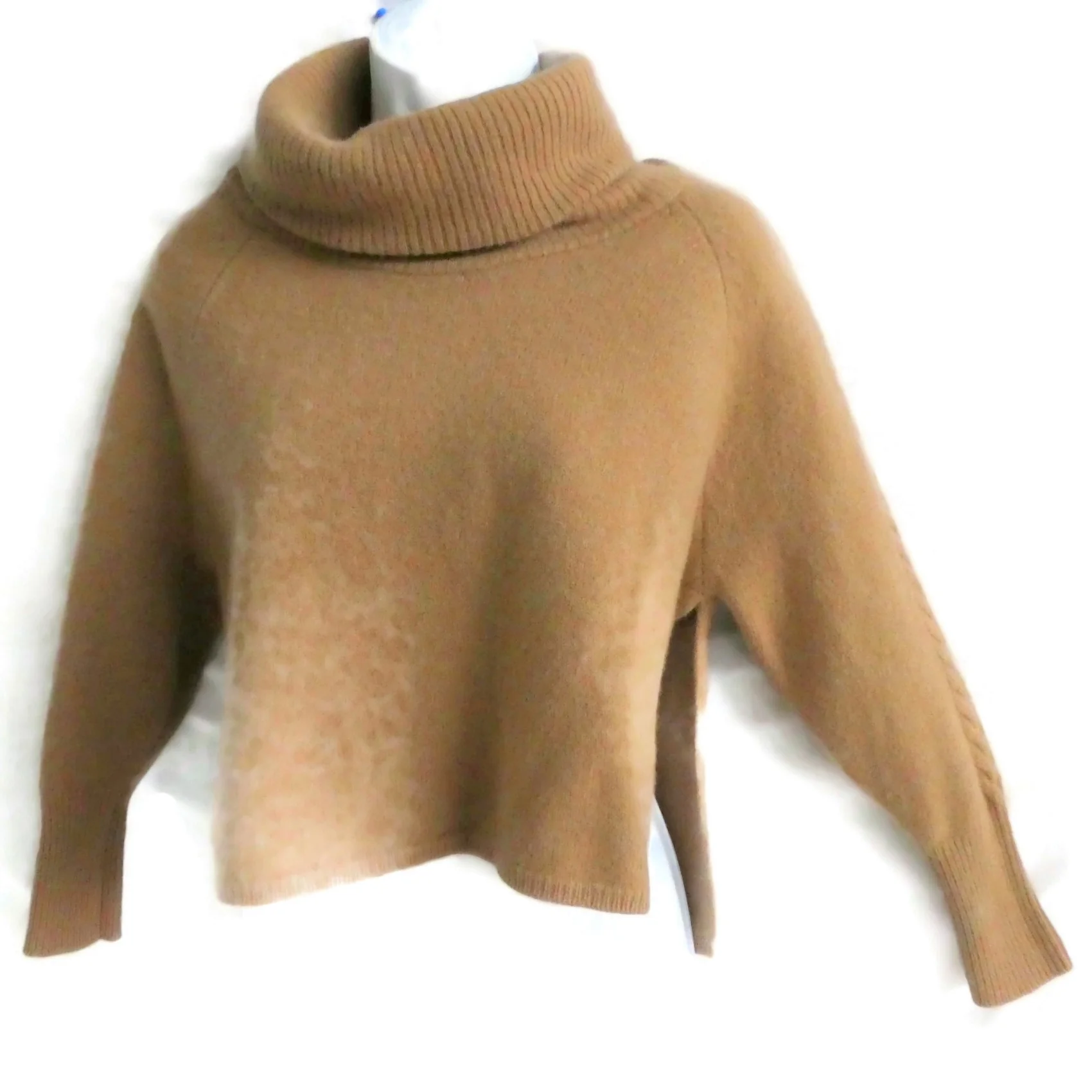 80s/90s Thick Cashmere Sweater High Low Side Slits Turtle By Massimo Dutti - Image 3