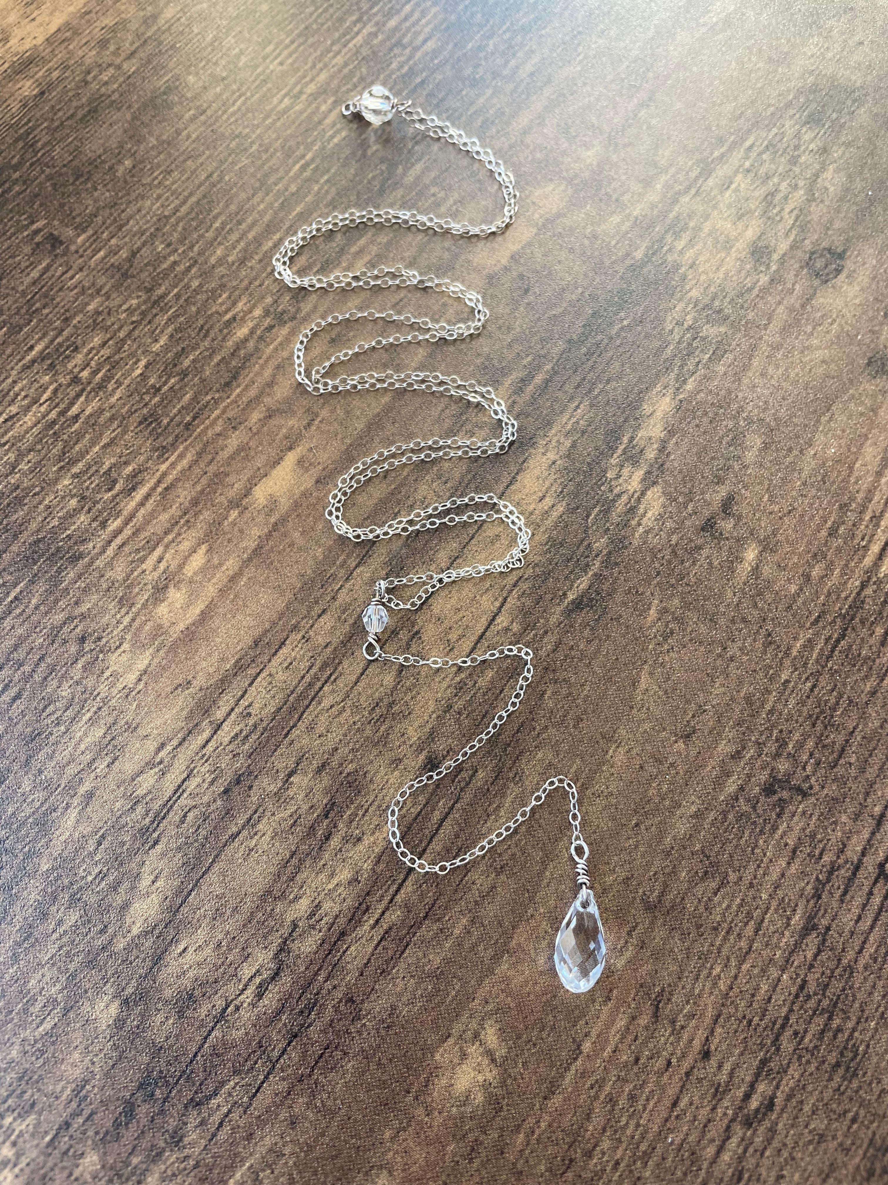 80s/90s Thin Sterling Lariat Necklace - Image 7