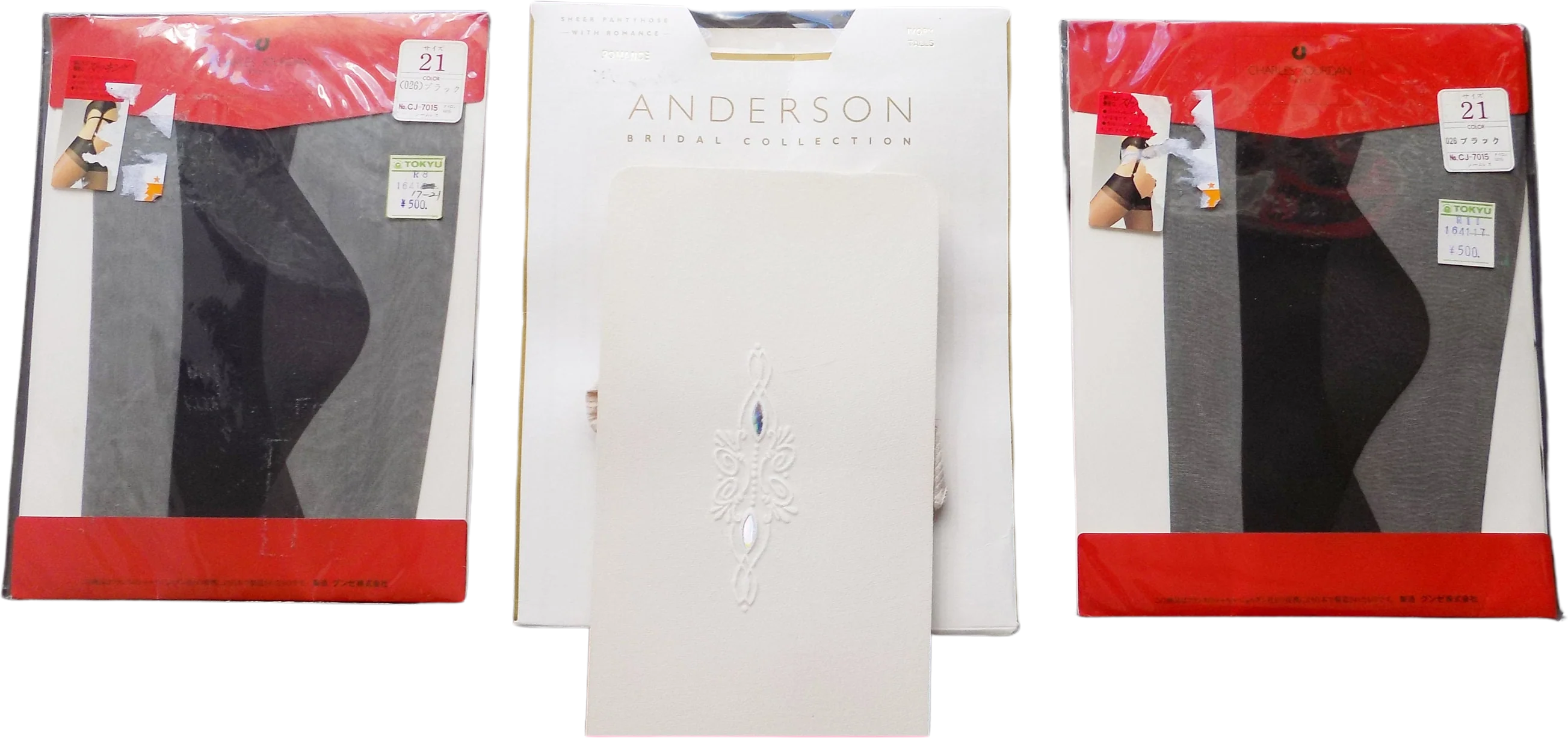 80s 90s Triple Bridal Hosiery Package 2 Charles Jourdan Black Stockings and One Anderson Bridal Pantyhosehoneymoon Sexy Unopened