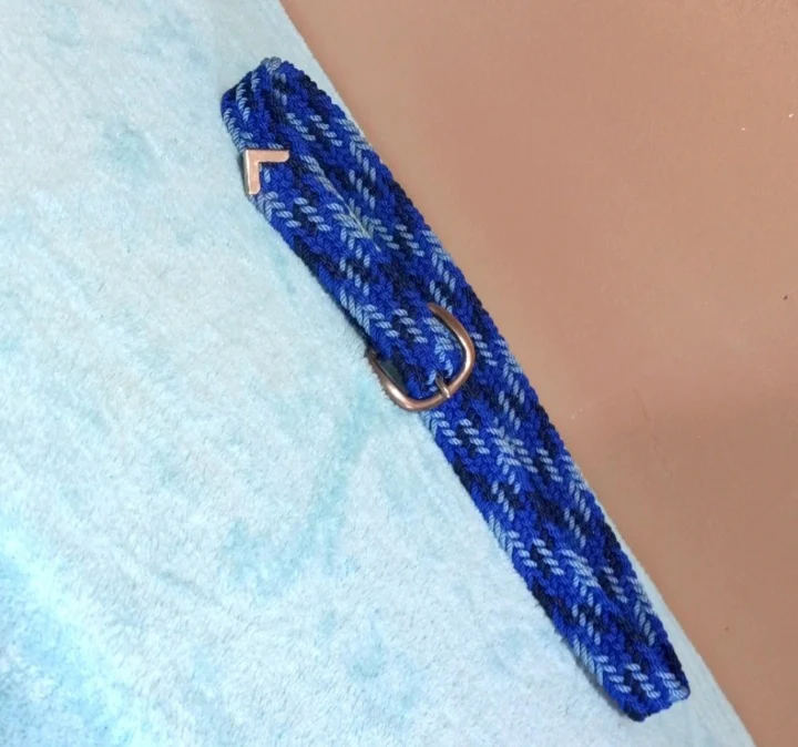 80s/90s Two Tone Blues Woven Western Belt, - Image 3