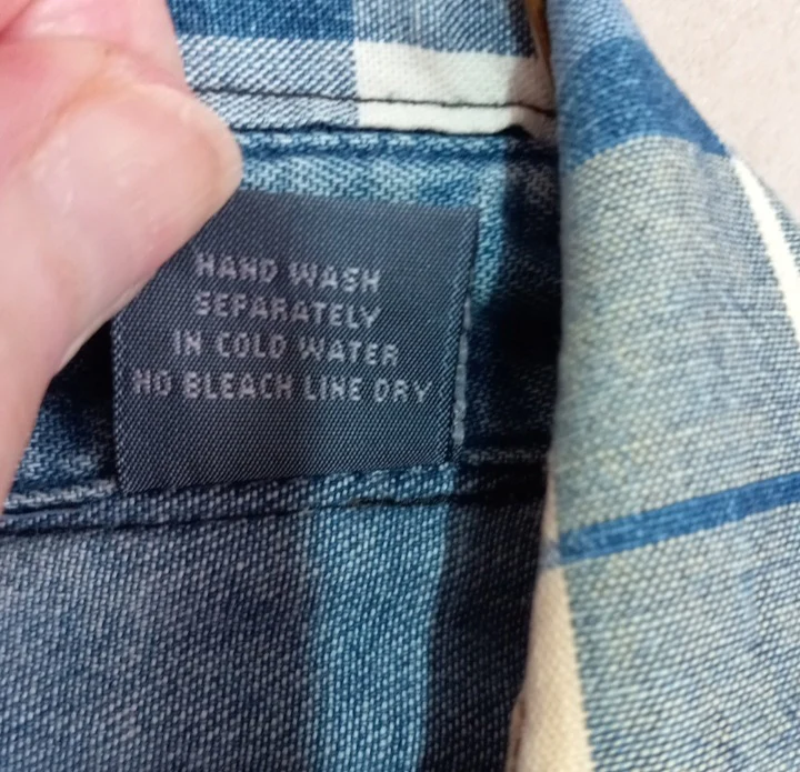 80s/90s Unisex Cotton Coordinating Plaid Blue Denim Top, By Aunt Jenna's - Image 5