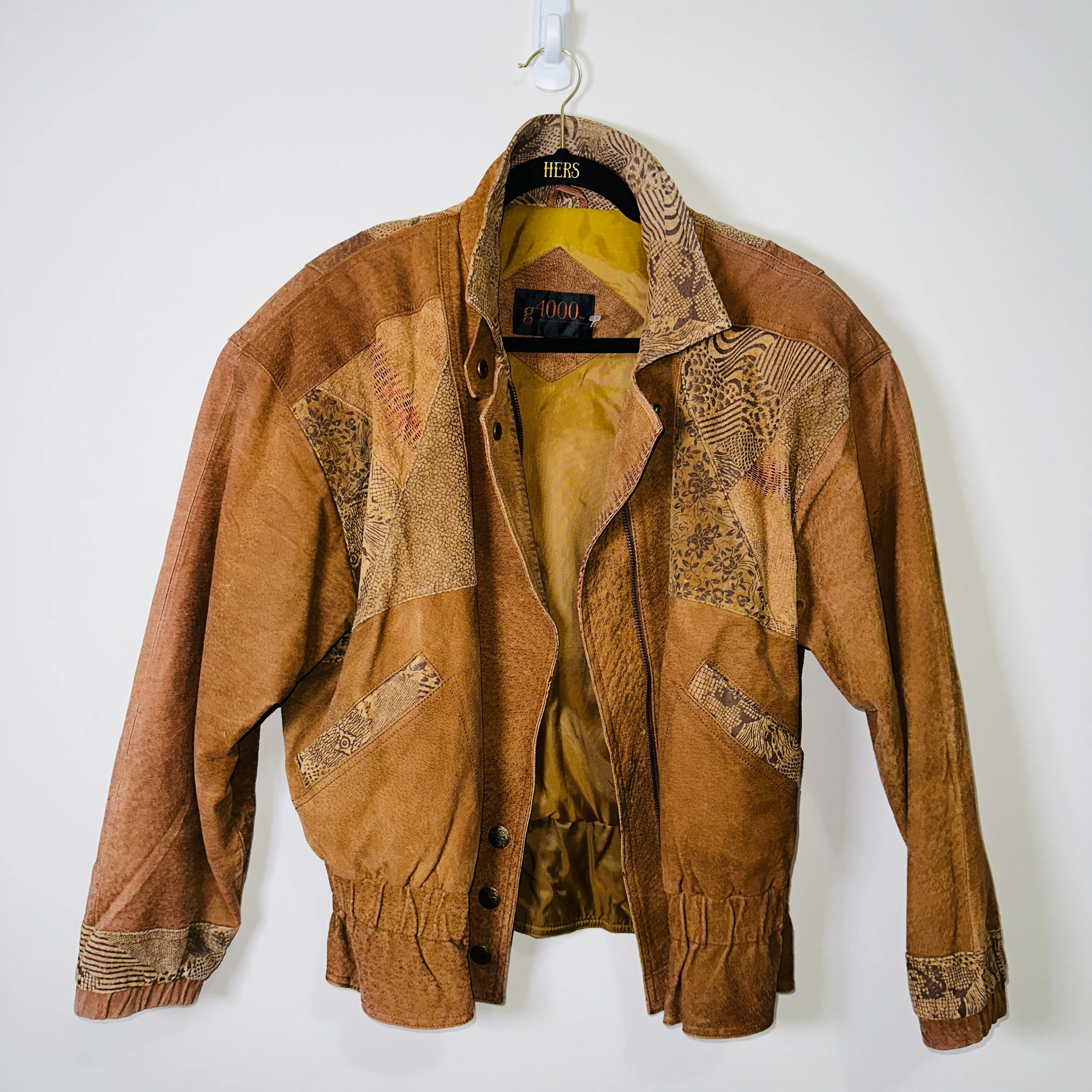 80s/90s Versatile Wear Genuine Leather Patchwork Bomber By G4000 - Image 5