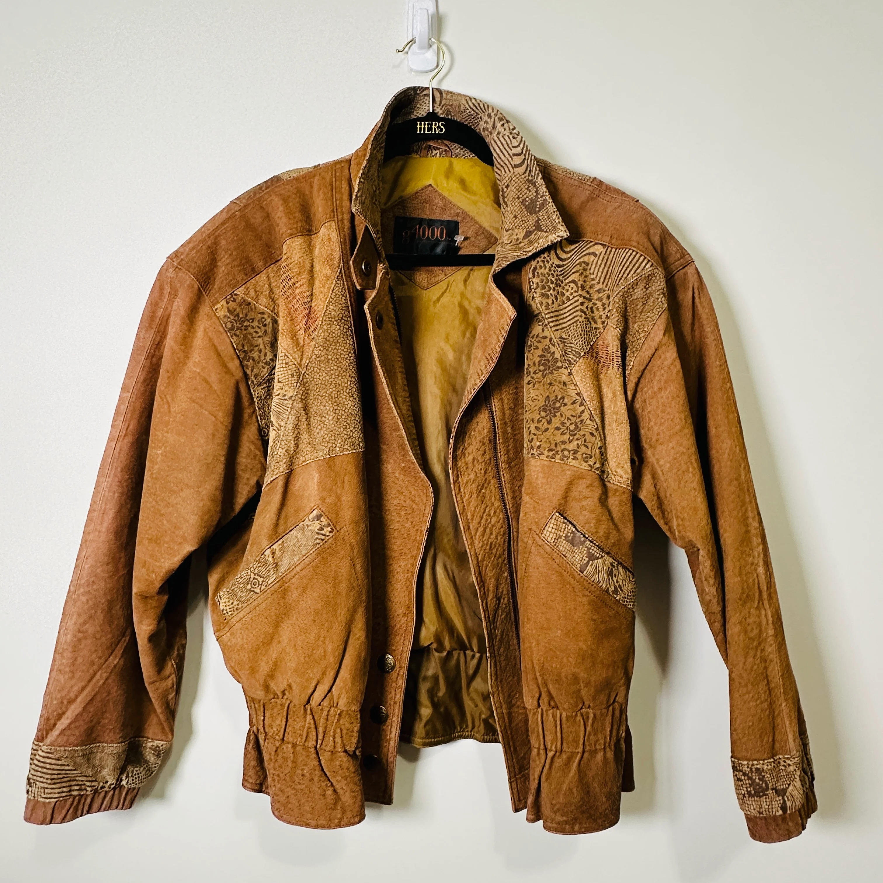 80s/90s Versatile Wear Genuine Leather Patchwork Bomber By G4000 - Image 6