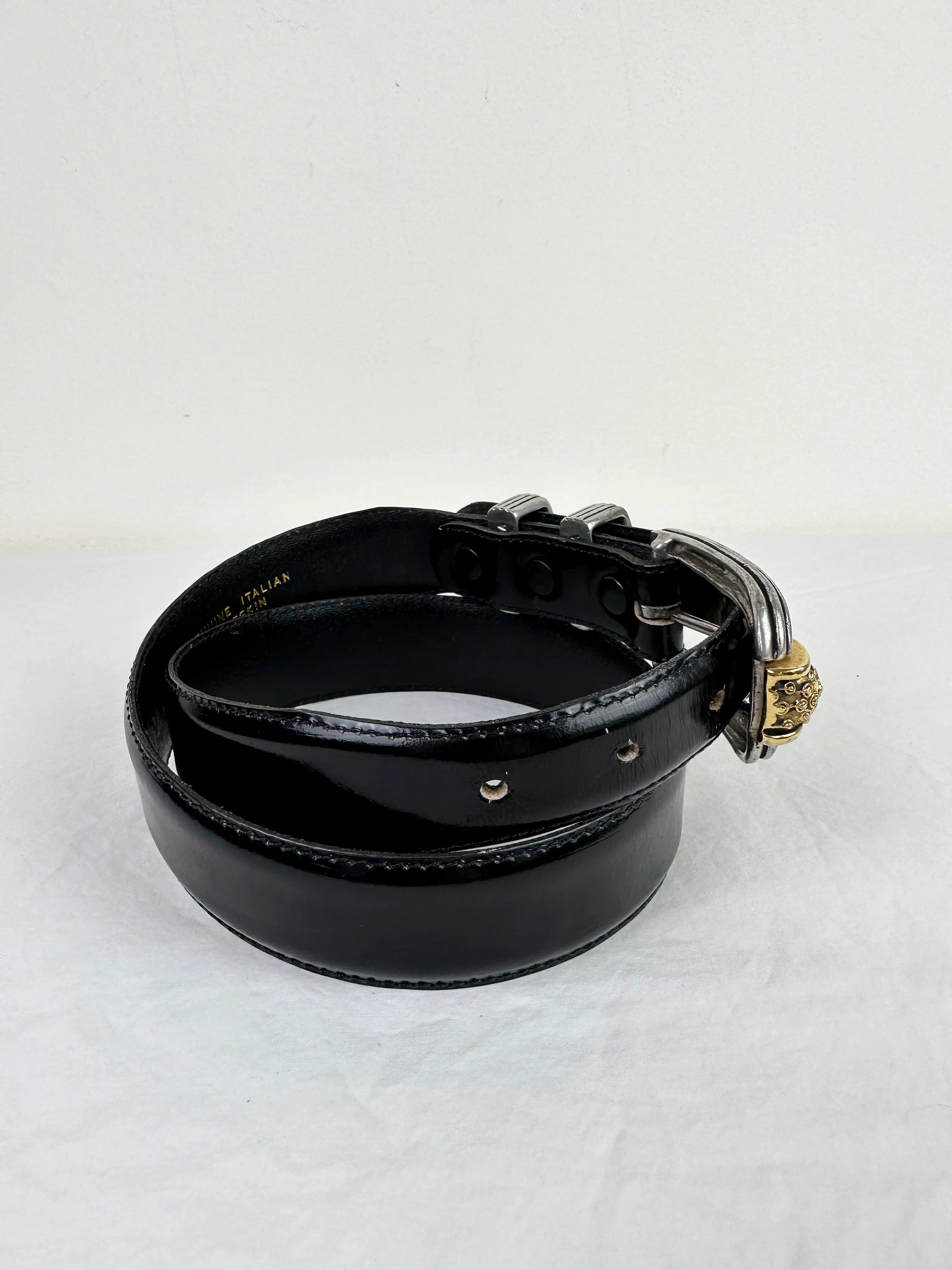 80s/90s Vicenza Vintage 80s Black Leather Belt By Vicenza - Image 5