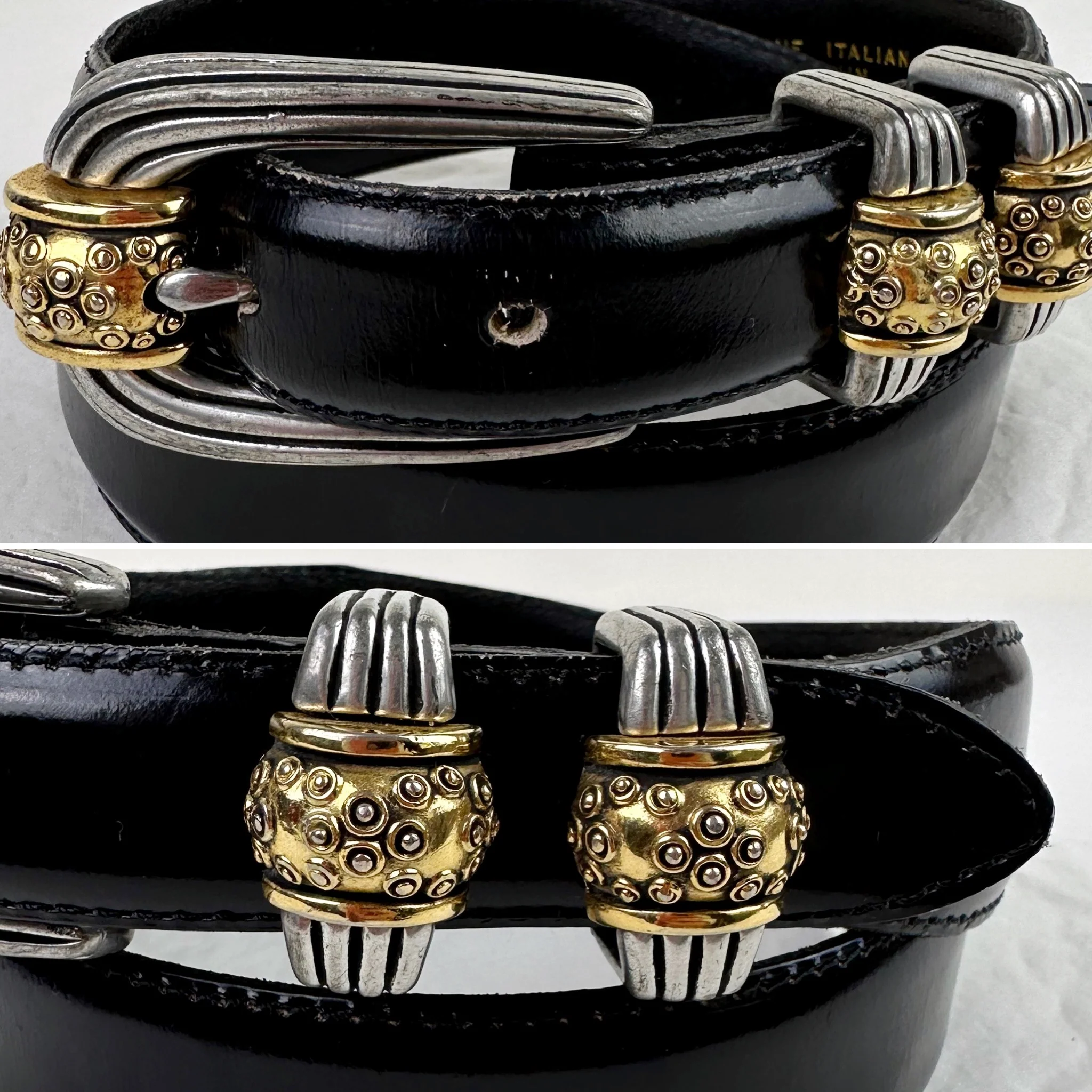 80s/90s Vicenza Vintage 80s Black Leather Belt By Vicenza - Image 8