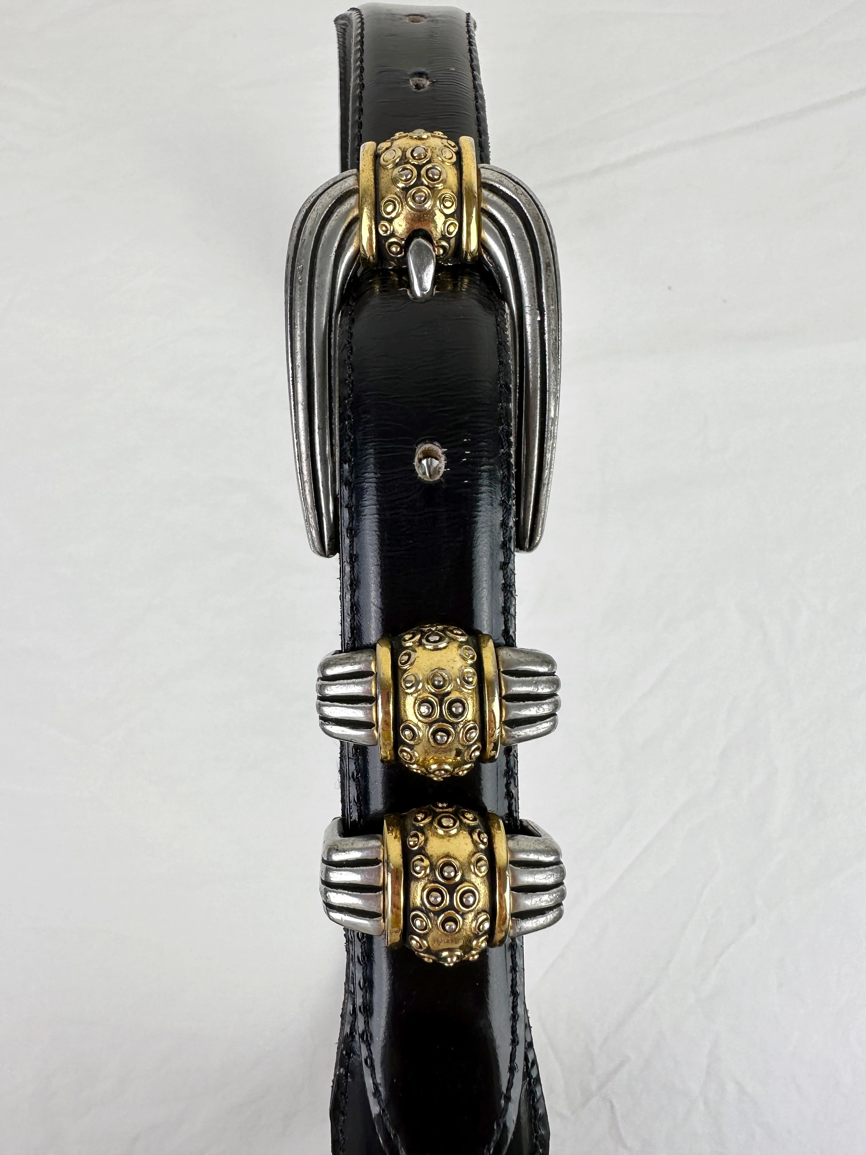 80s/90s Vicenza Vintage 80s Black Leather Belt By Vicenza - Image 9